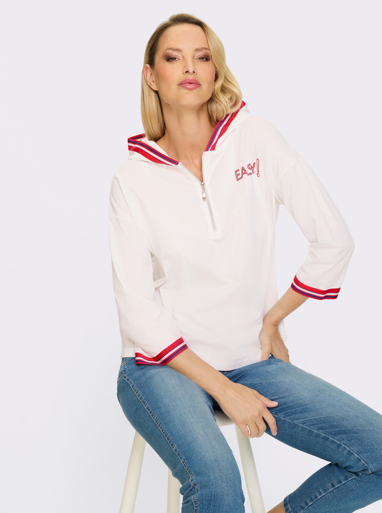 heine Kapuzensweatshirt - weiß-pink
