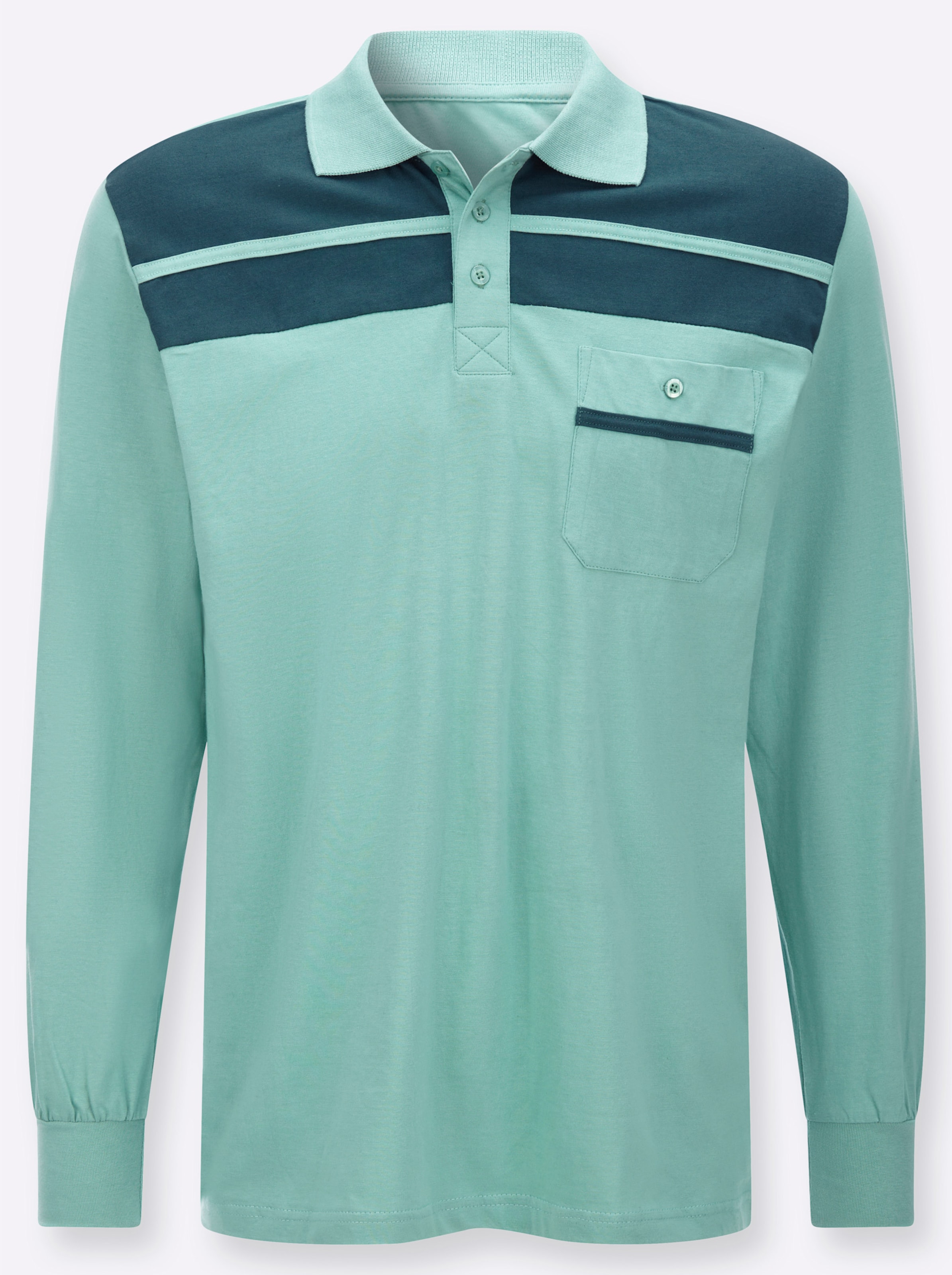 Classic Herren Salbei Petrol Langarm-Poloshirt "Poloshirt" 1 Tlg. erhältlich in Größe 44/46/48/50/52/54/56/58/60/62 von Baur - Bild 2