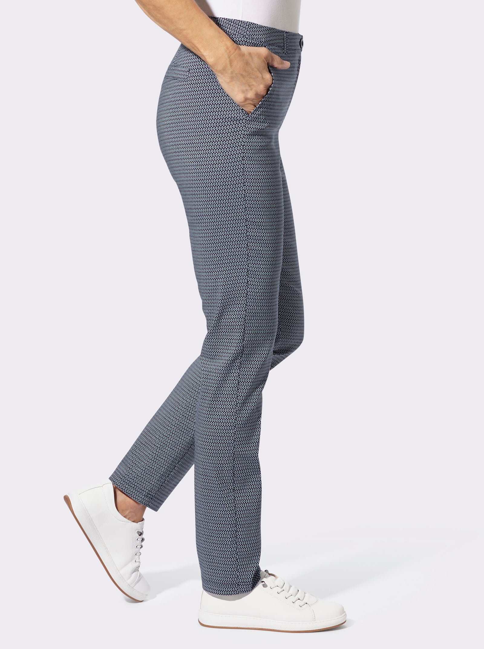 Bengalinhose - marine-rauchblau-gemustert