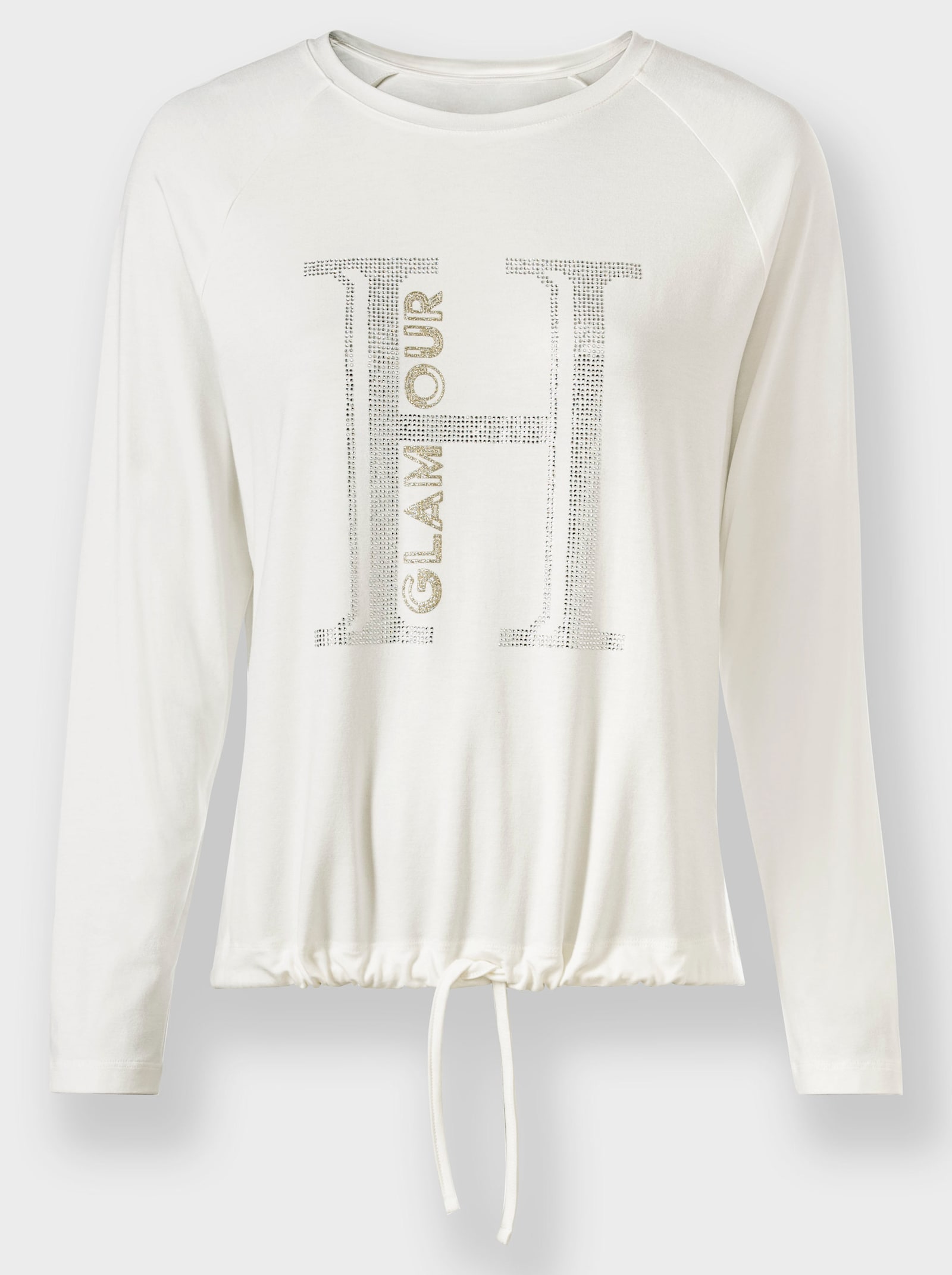 heine Shirt met ronde hals en tunnelkoord in de zoom - ecru