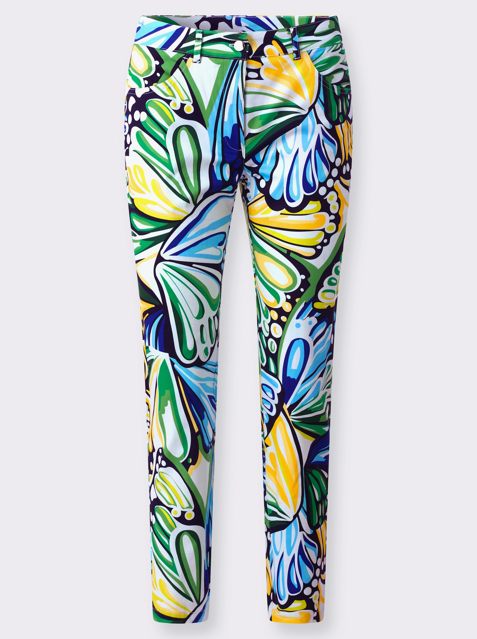 heine Druckhose mit Schlitz am Saum - grasgrün-ecru-bedruckt