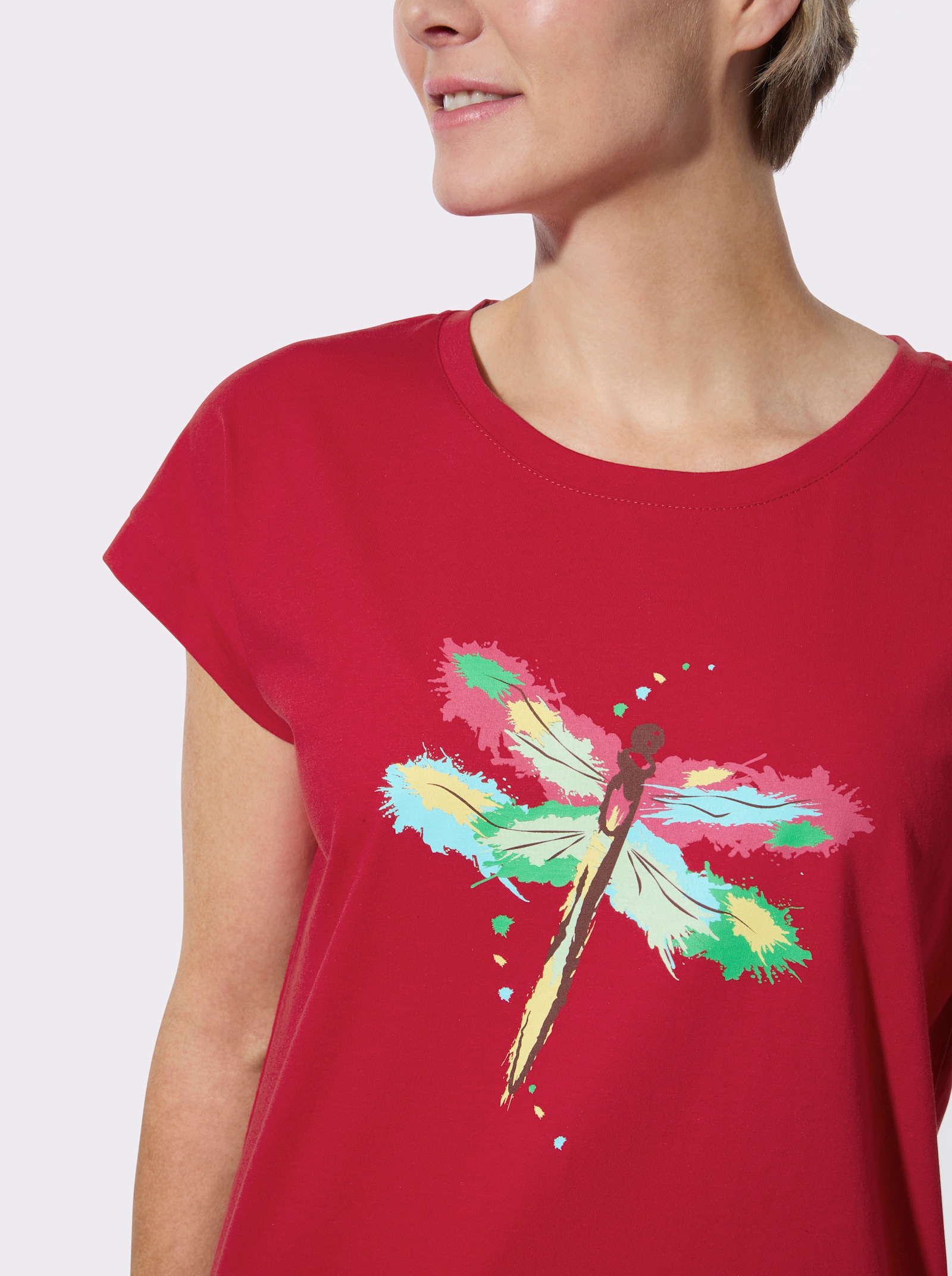 Longshirt mit Print - erdbeere