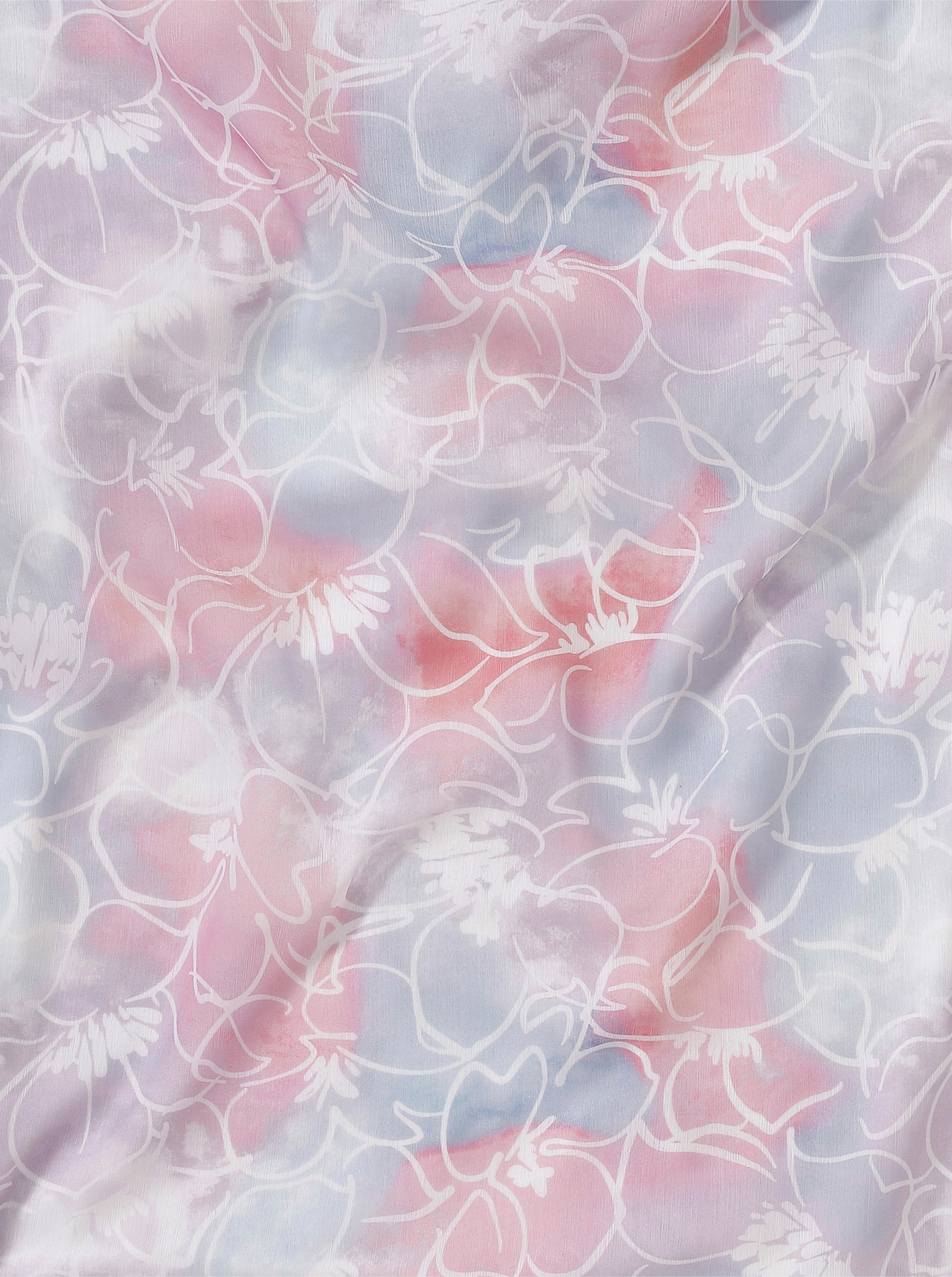 Tuniek met gesmokte inzet op de schouder - lichtblauw/flamingo bedrukt