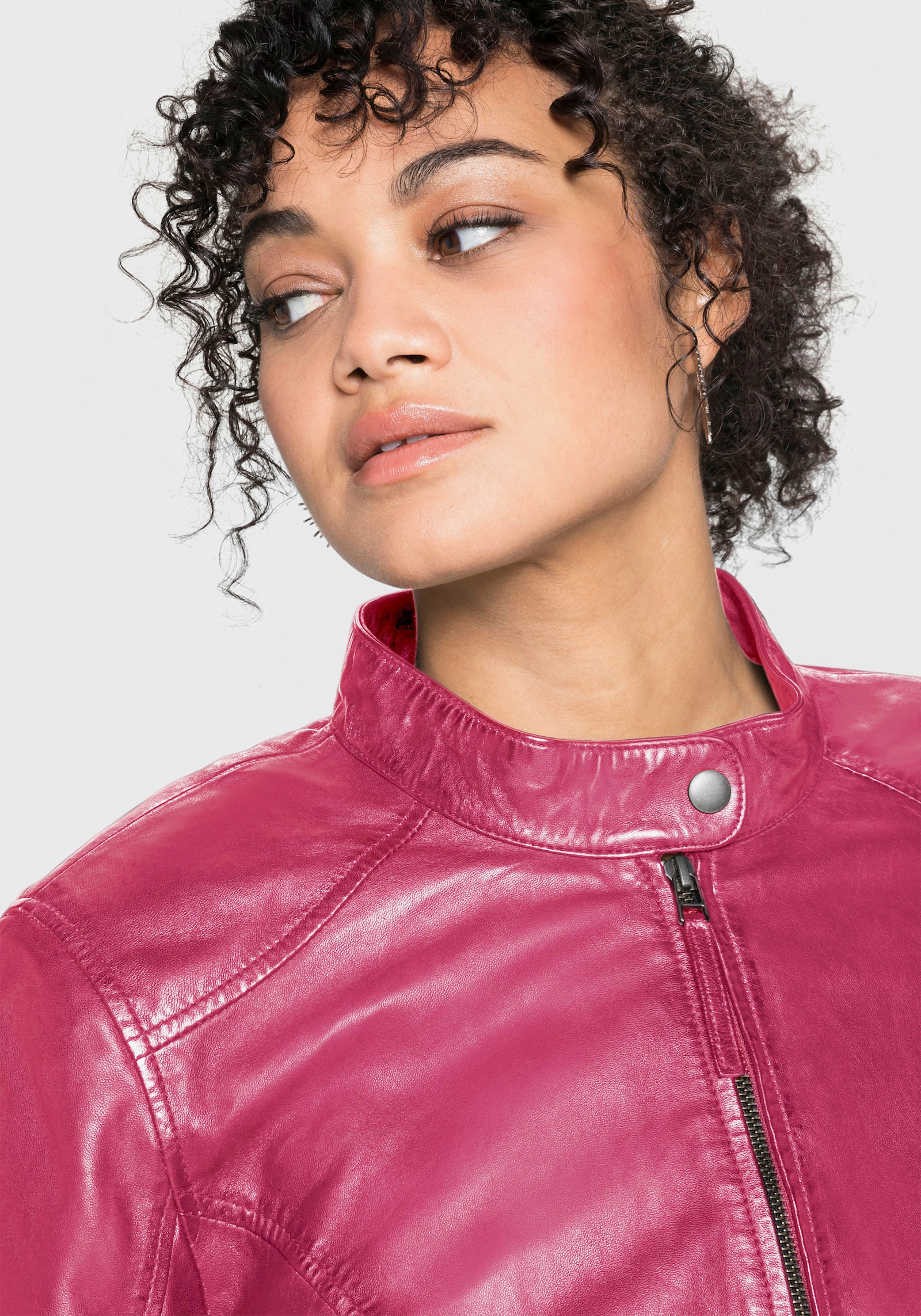 sheego Lederjacke im Biker-Stil - orchidee