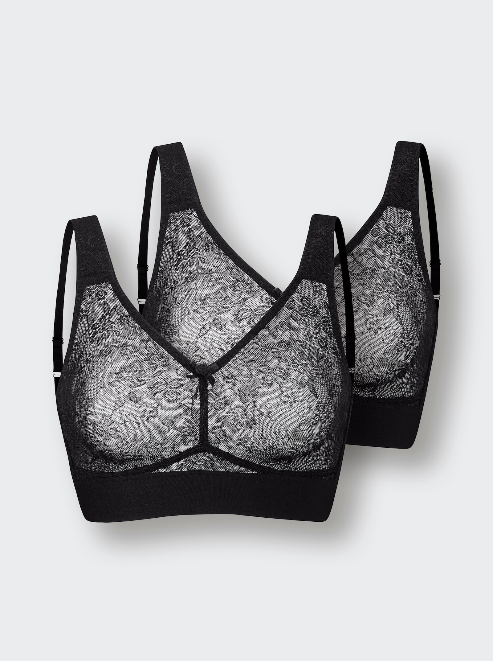 wäschepur Soutien-gorge confort sans armatures avec motif jacquard - noir