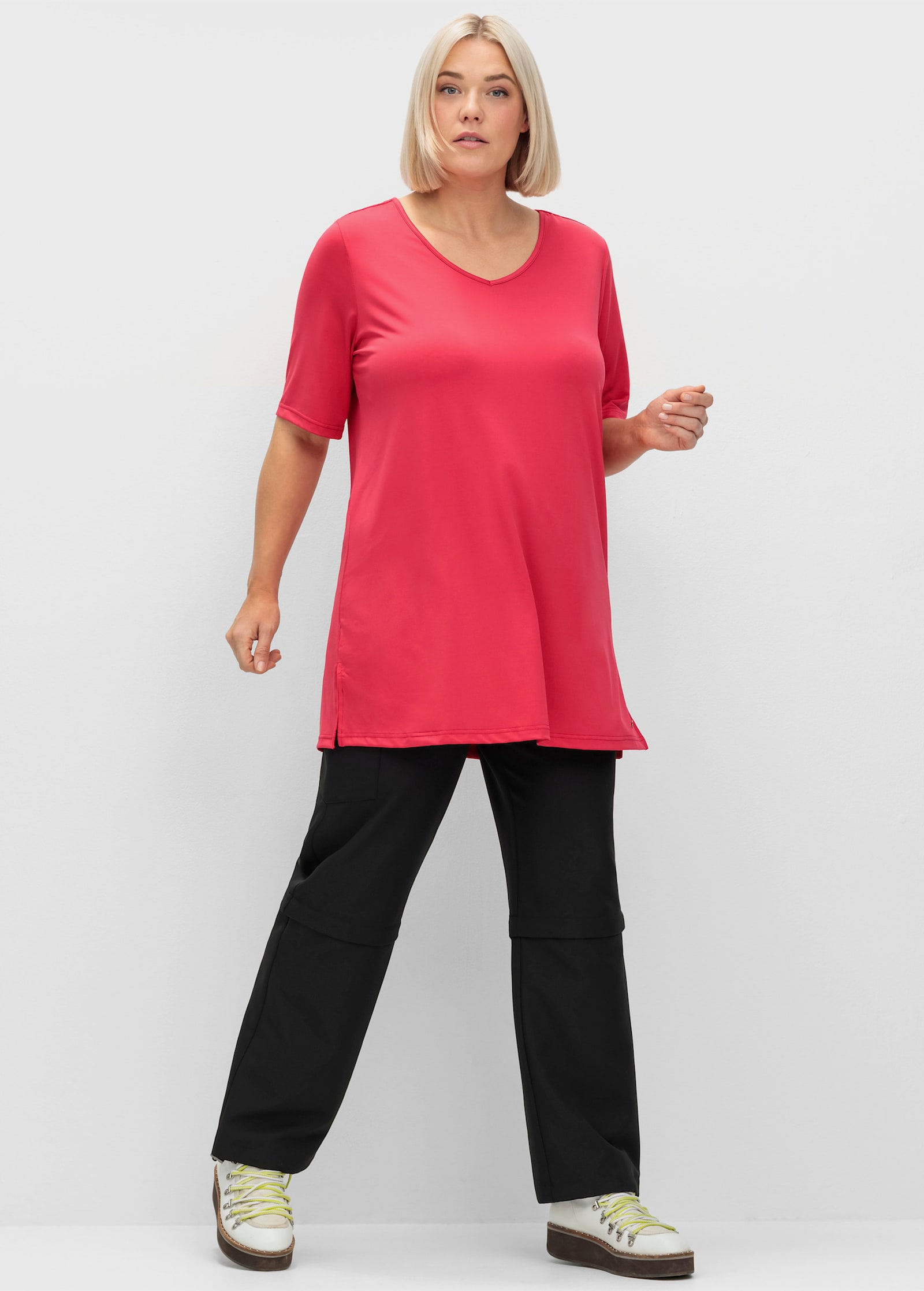 sheego Functioneel shirt in lang model, cut-out achter - sorbet pink