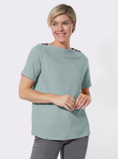 Kurzarmshirt mit Struktur-Jacquard - kalkmint