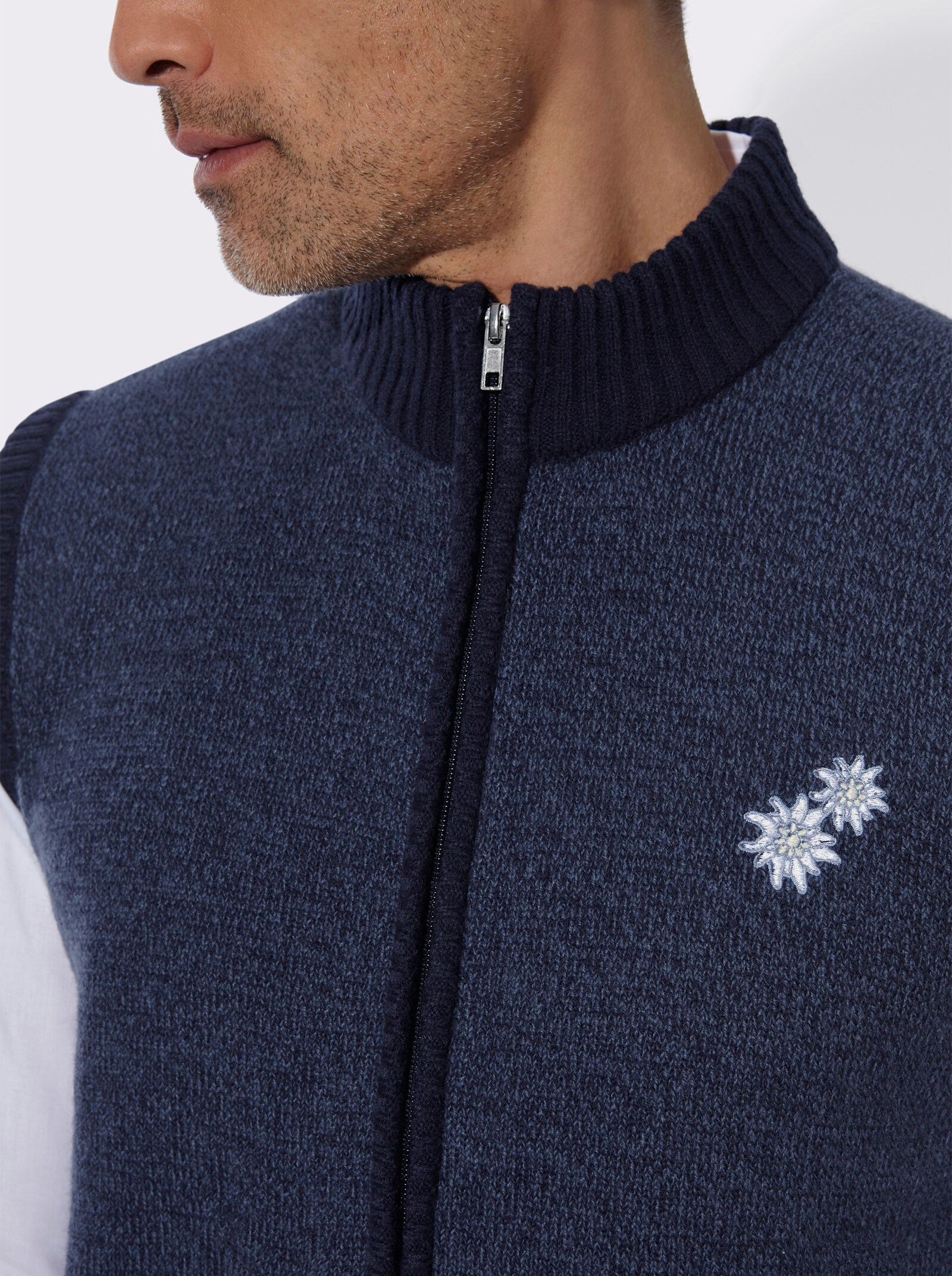 Strickweste in Melange-Optik - marine-rauchblau-meliert