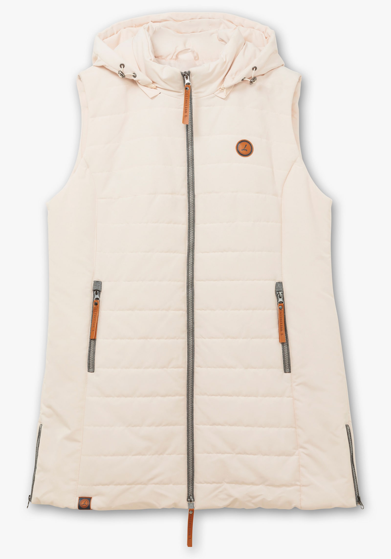 Longweste mit abnehmbarer Kapuze - elfenbein