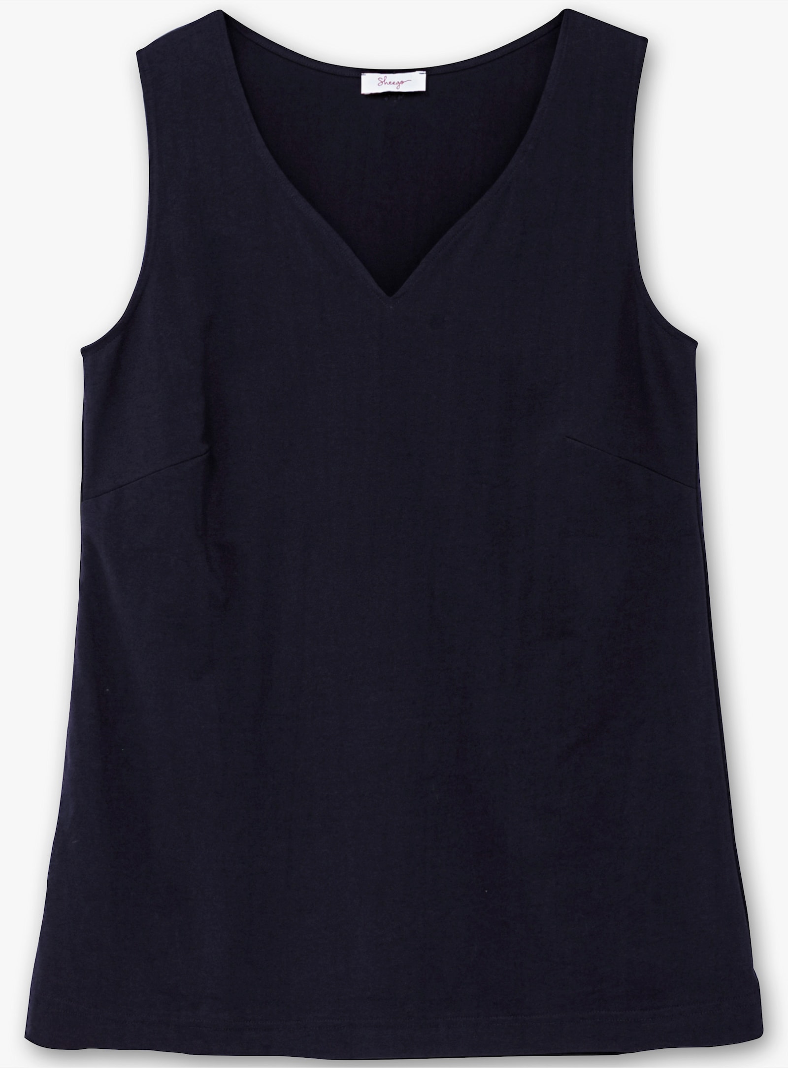 sheego Trägertop mit doppellagiger Front und Herzausschnitt - tiefblau