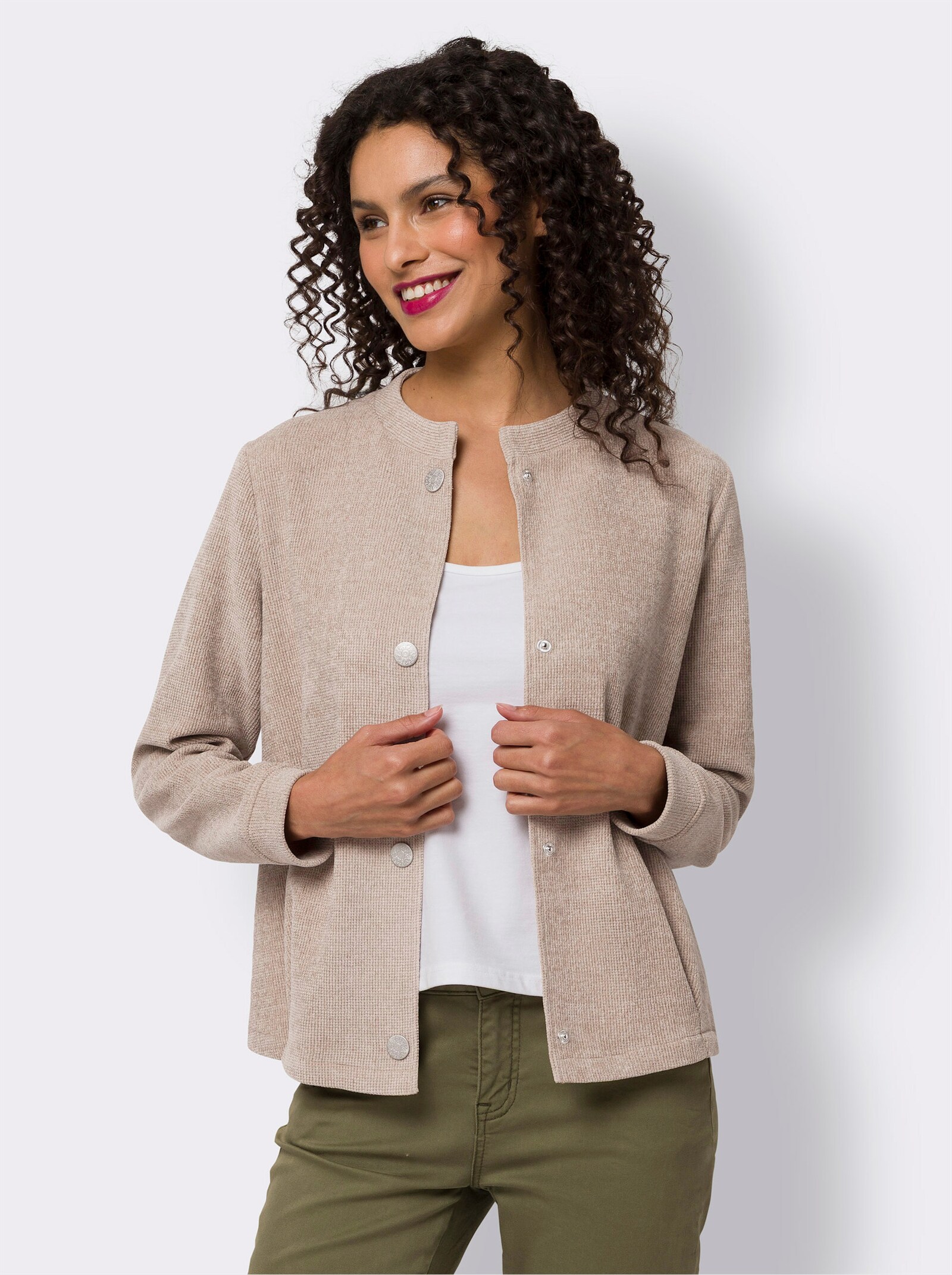 heine Shirtjacke aus Chenillegarn - sesam