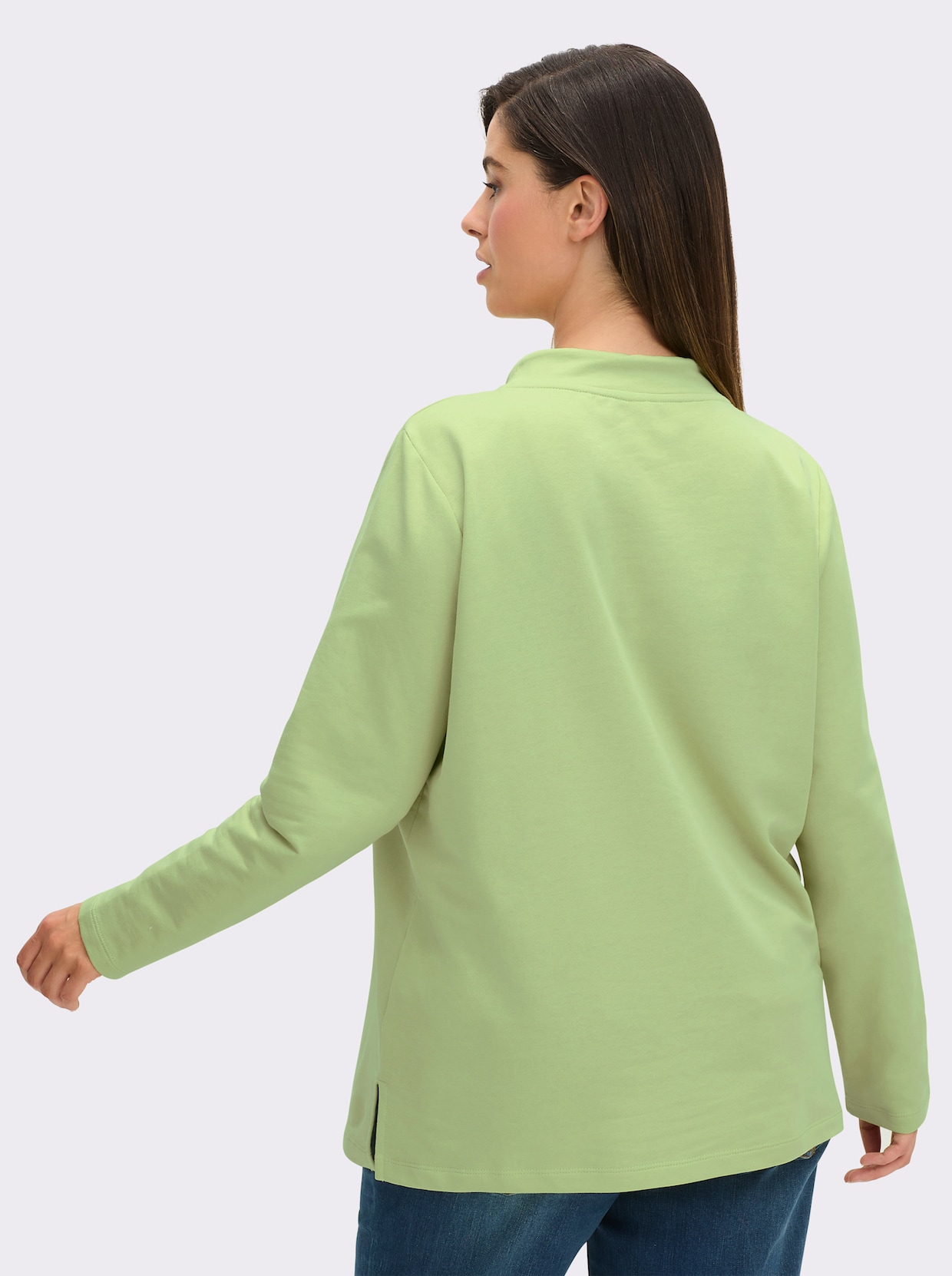 Sweatshirt mit geprägten Herzen - pistazie