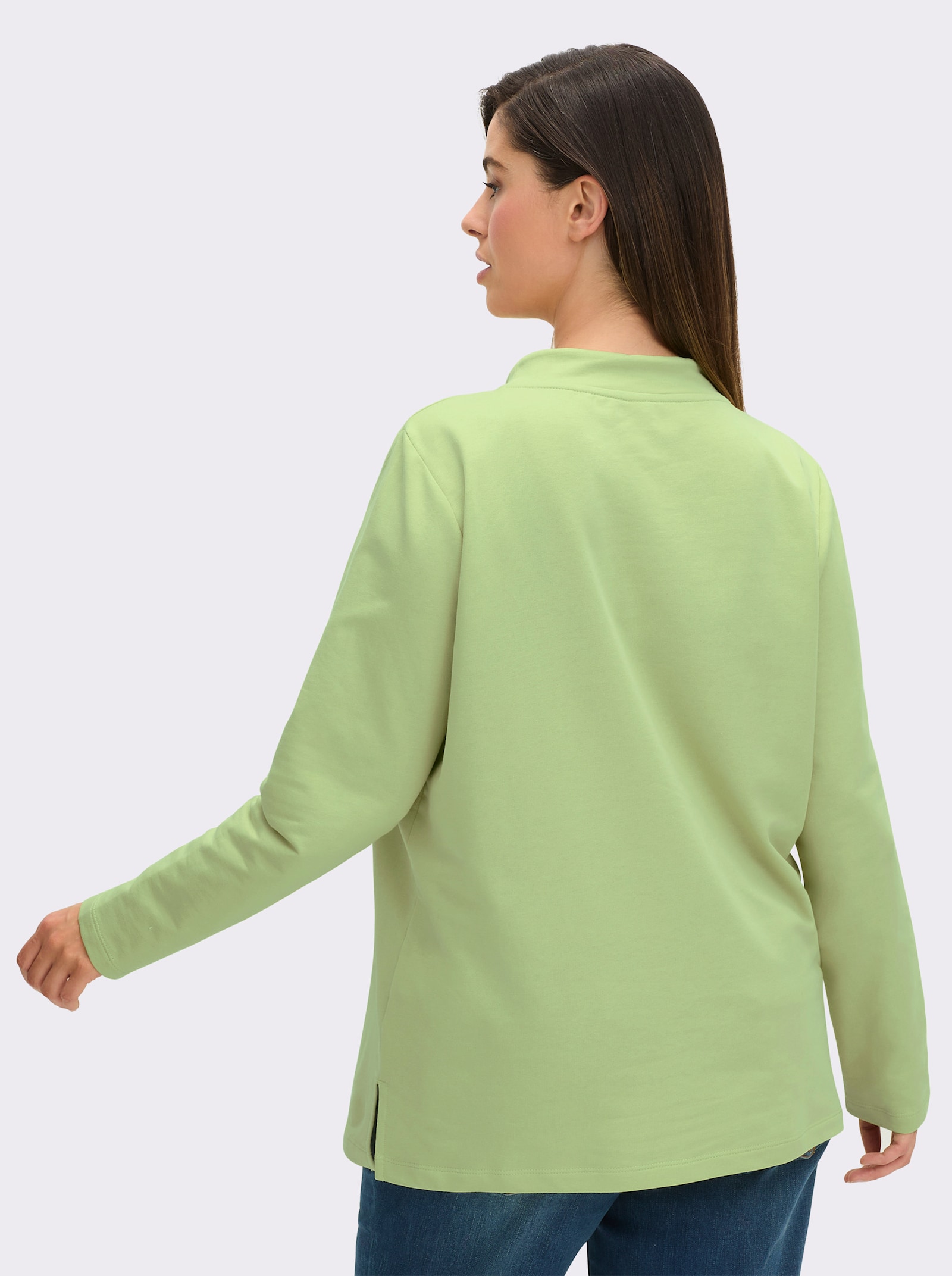 Sweatshirt mit geprägten Herzen - pistazie