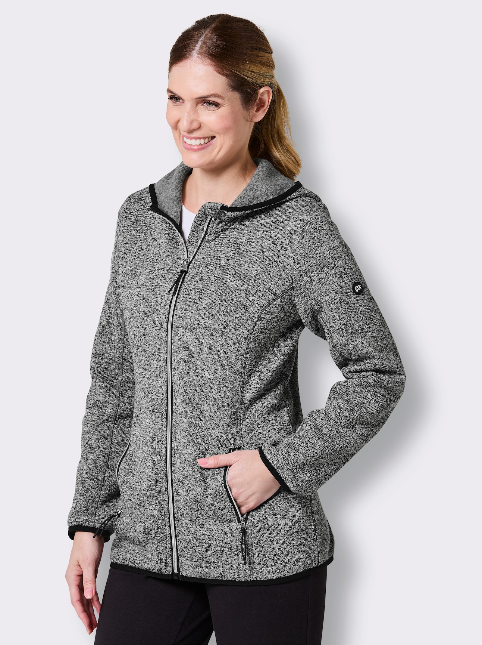 Catamaran Sports Strickfleecejacke mit Kapuze - weiß-meliert