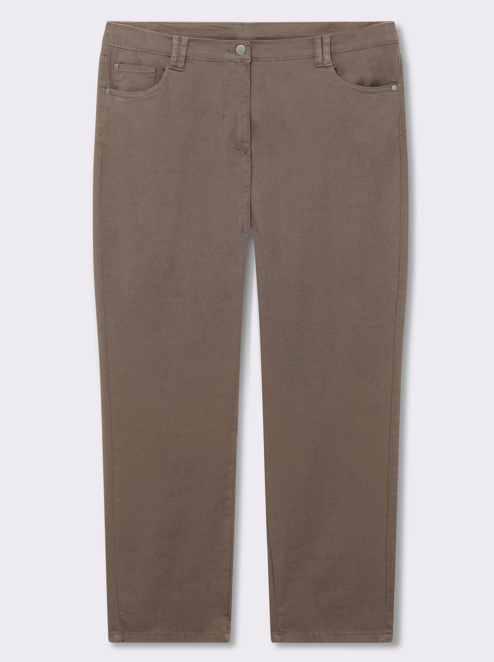 Stretch-Hose mit Nieten an den Taschen - taupe