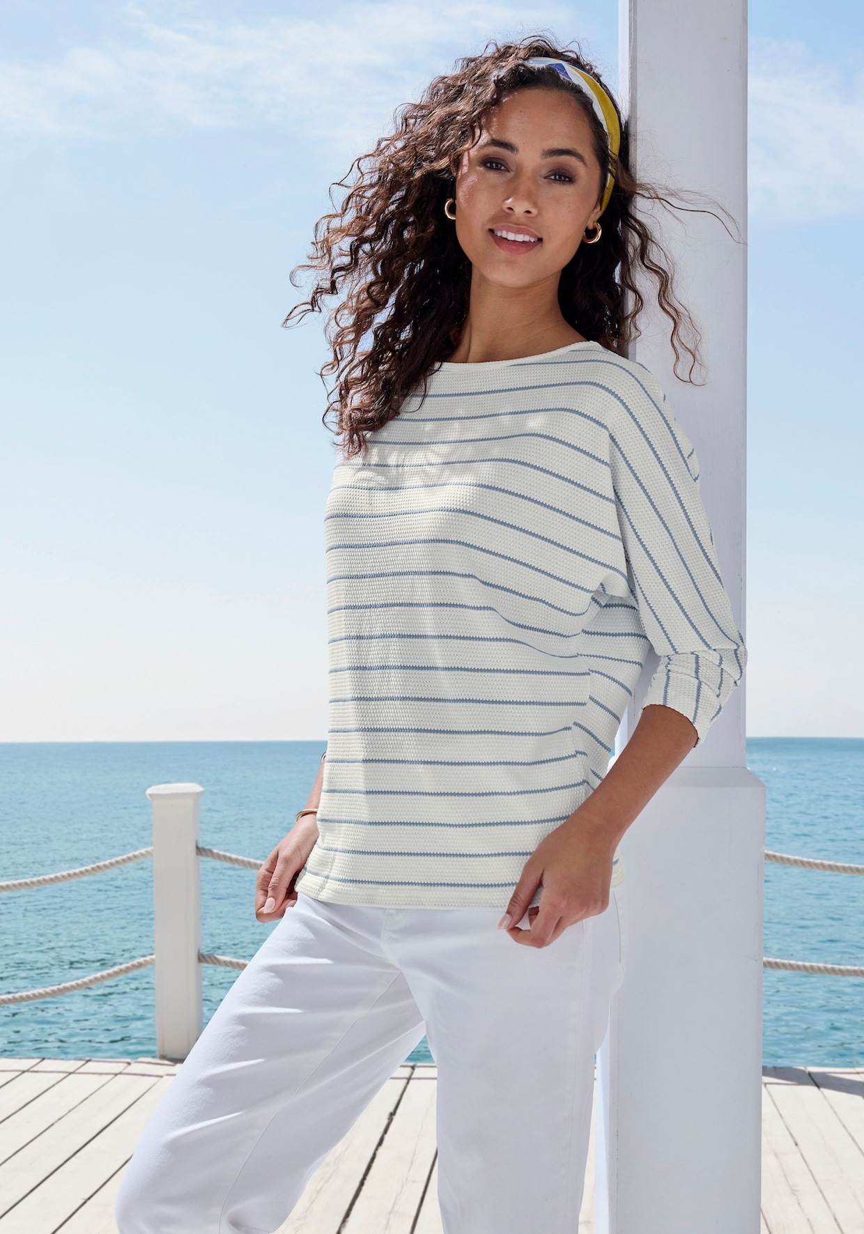 Vivance Shirt met 3/4-mouw - wit, blauw