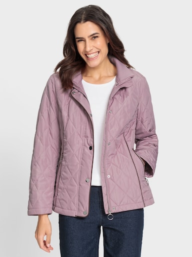 Steppjacke mit doppeltem Stehkragen - mauve