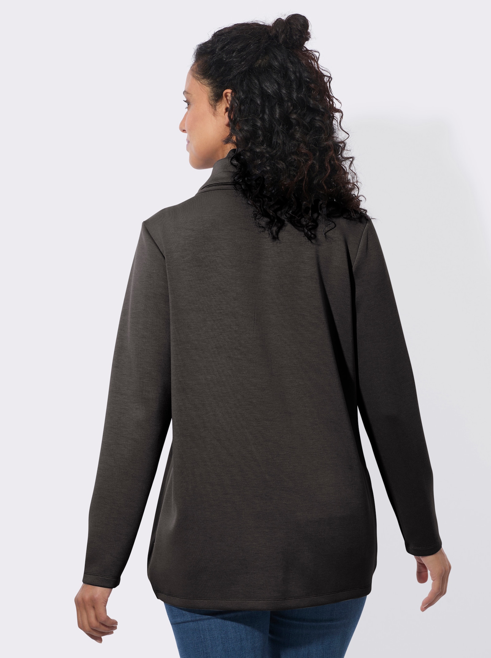  Longshirt in Wickel-Optik - graphit