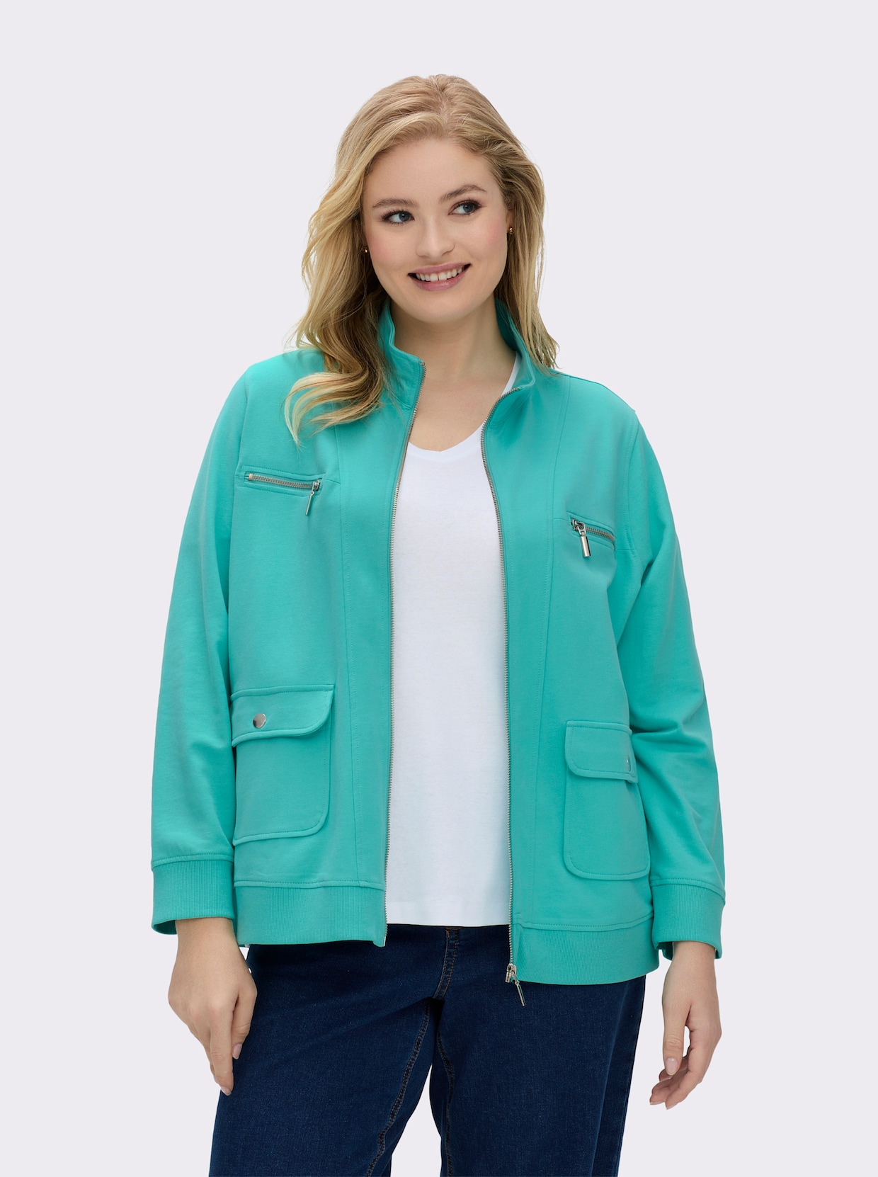 Shirtjacke aus reiner Baumwolle - aqua