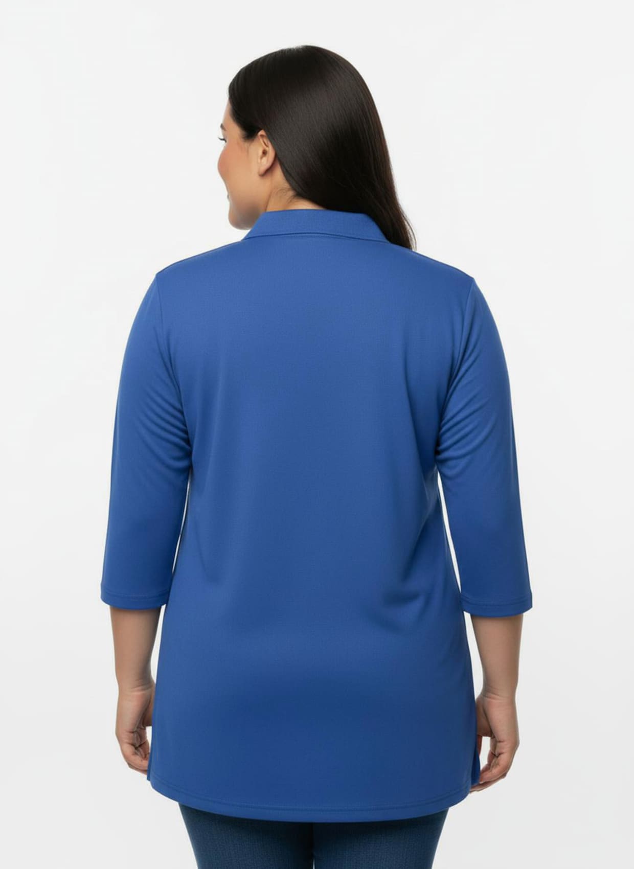 Longshirt mit kurzer Knopfleiste - royalblau