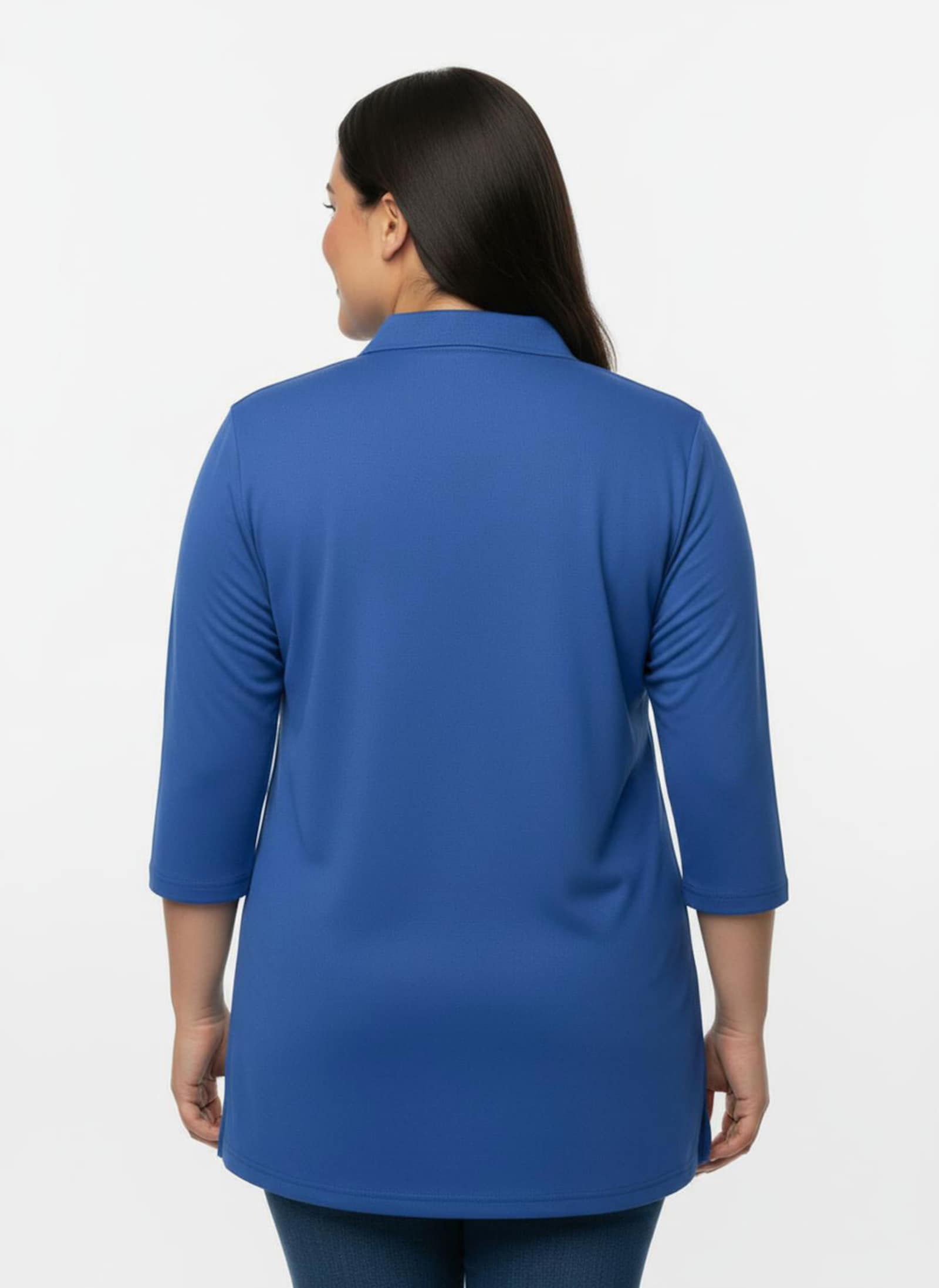 Longshirt mit kurzer Knopfleiste - royalblau