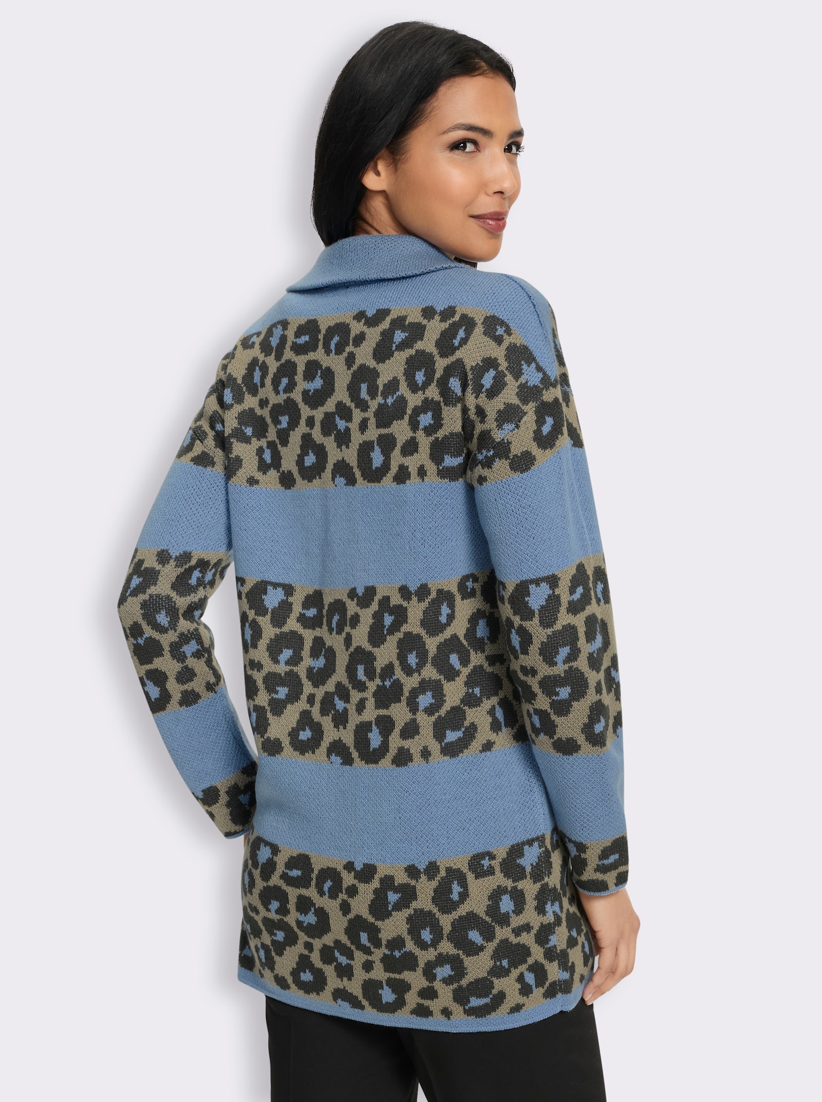 Jacquardstrickjacke im Mustermix - bleu-graphit-gemustert