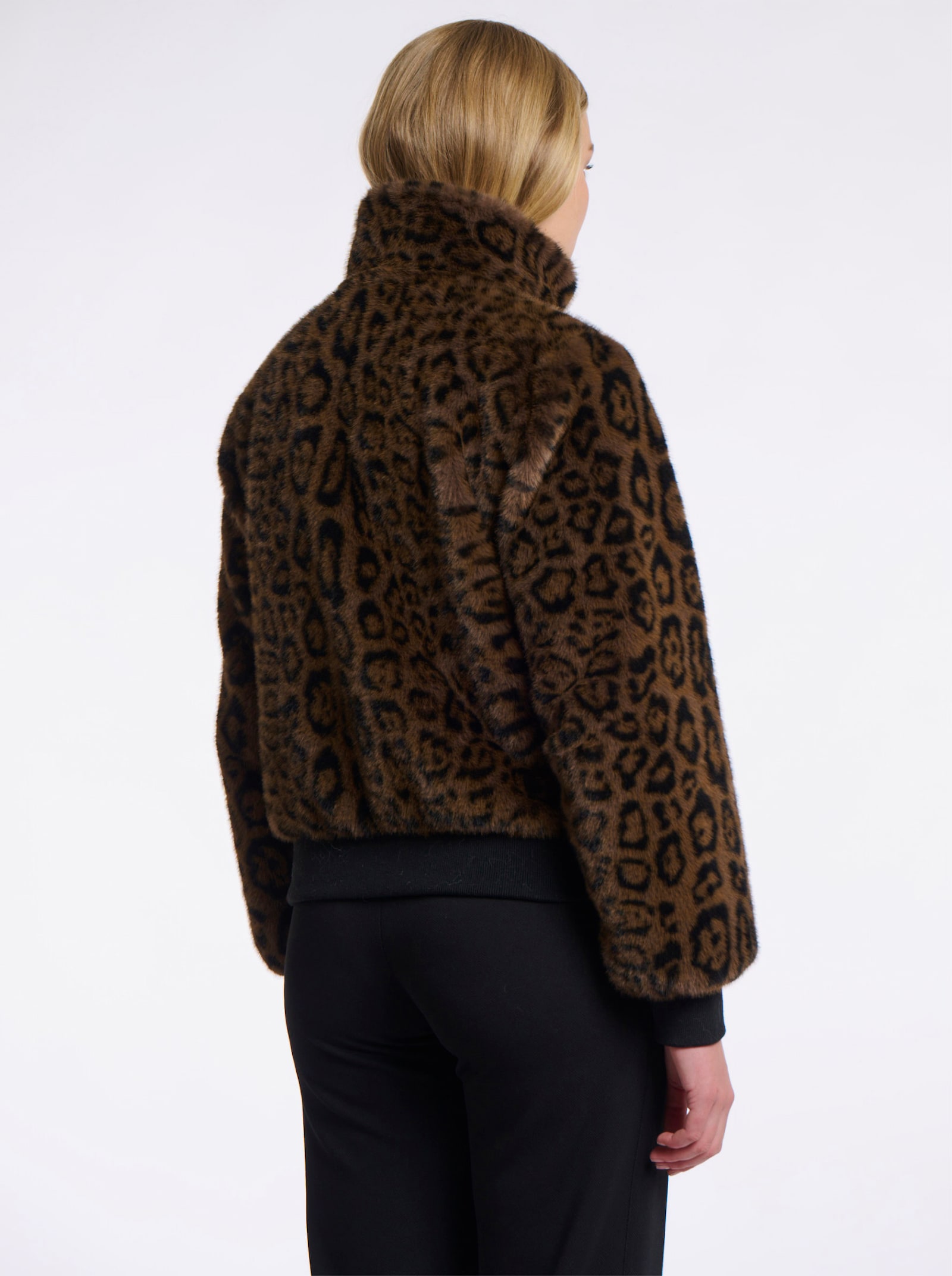 Rino & Pelle Fellimitatjacke mit Leo-Muster - braun-schwarz-gemustert