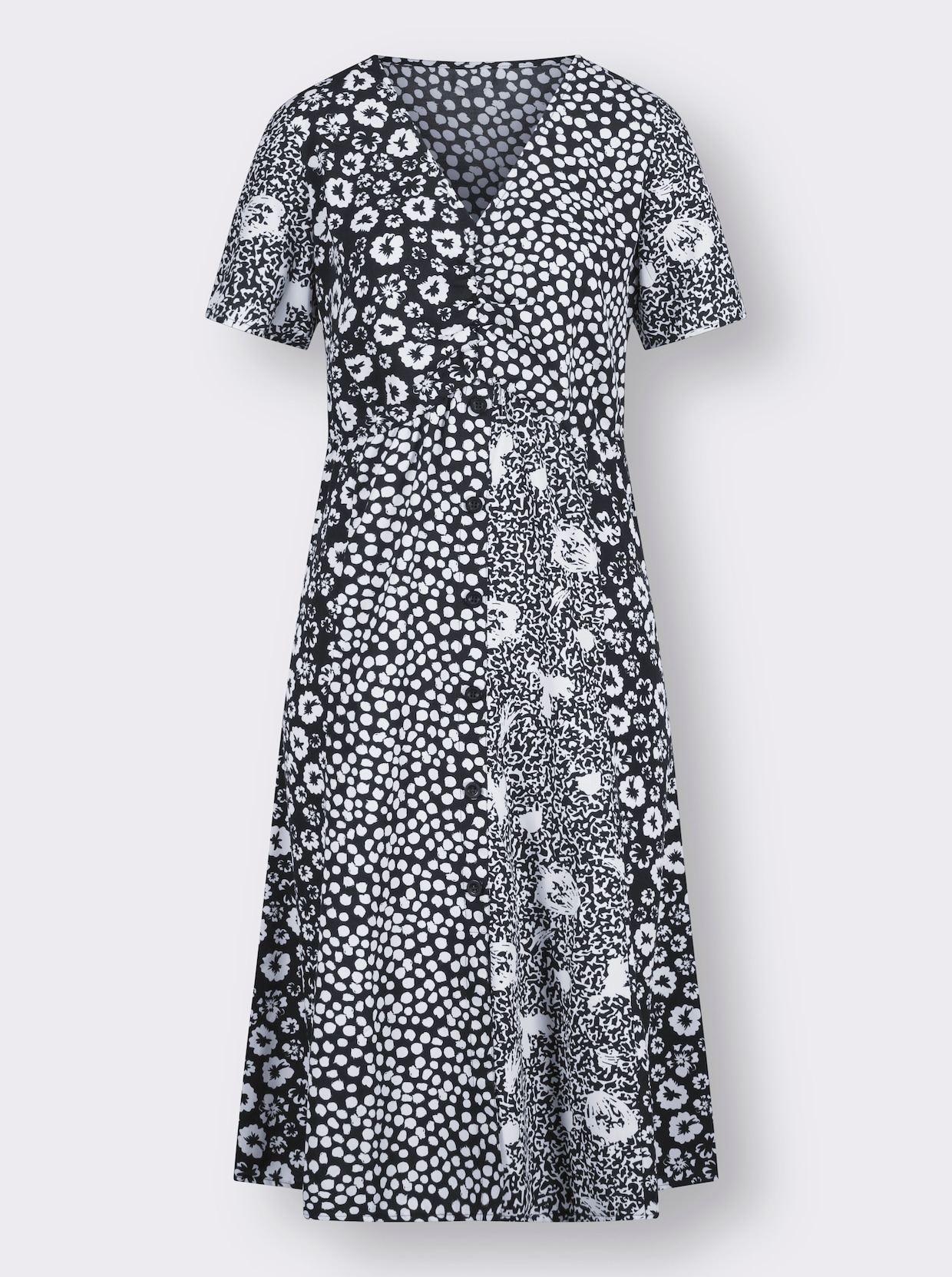 Šaty s potiskem - černá-bílá-vzor