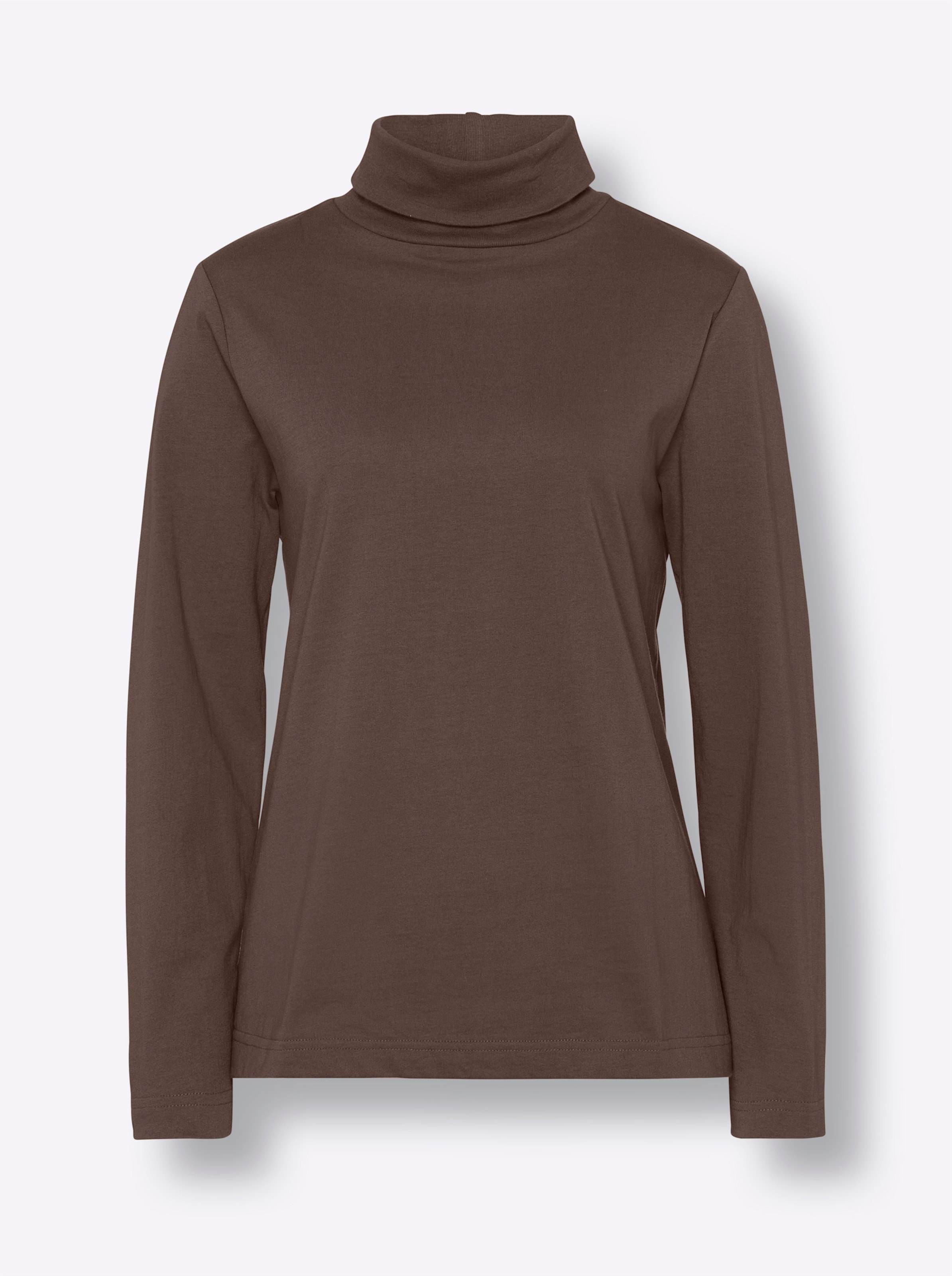 Classic Basics Damen Braun Rollkragenshirt "Shirtrolli", Gr. 56, (Schoko), 100% Baumwolle, Unifarben, Ohne Ausschnitt, Shirts - Bild 2