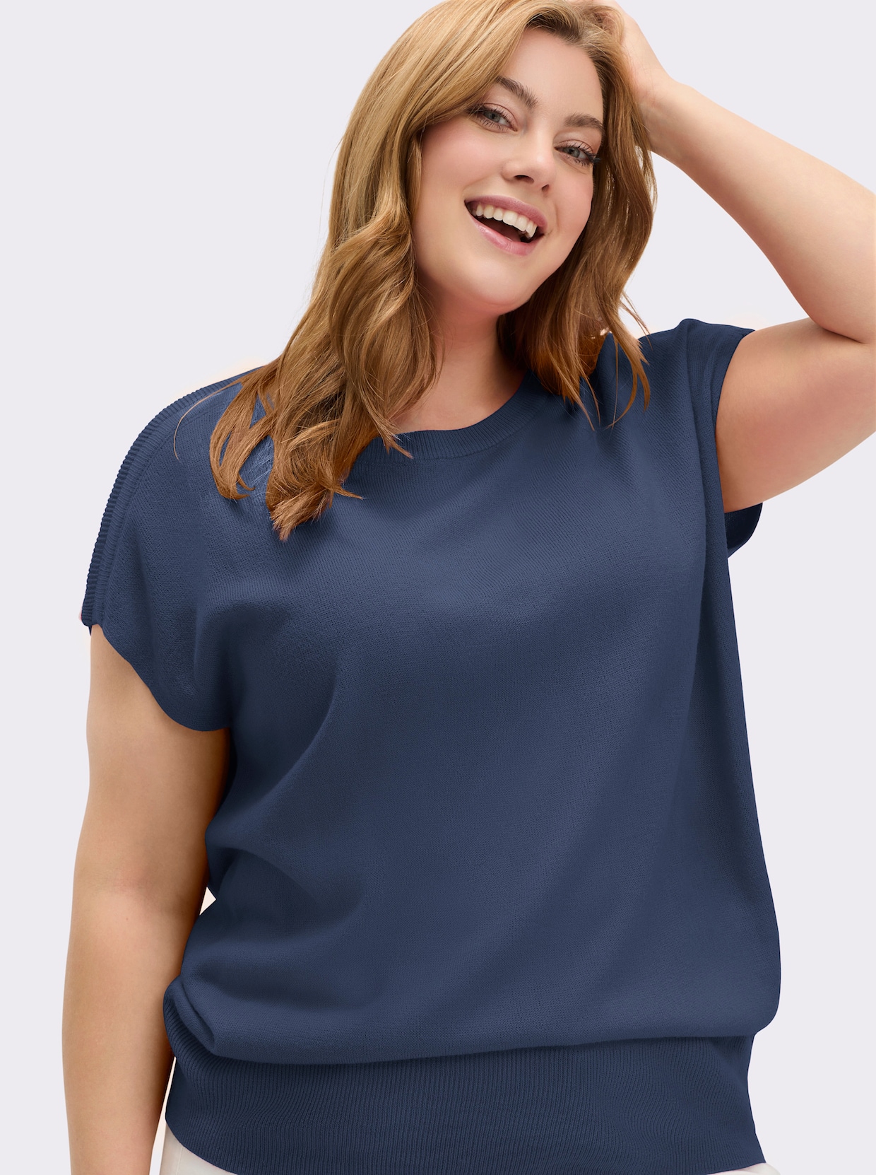 Pullunder mit U-Boot-Ausschnitt - jeansblau