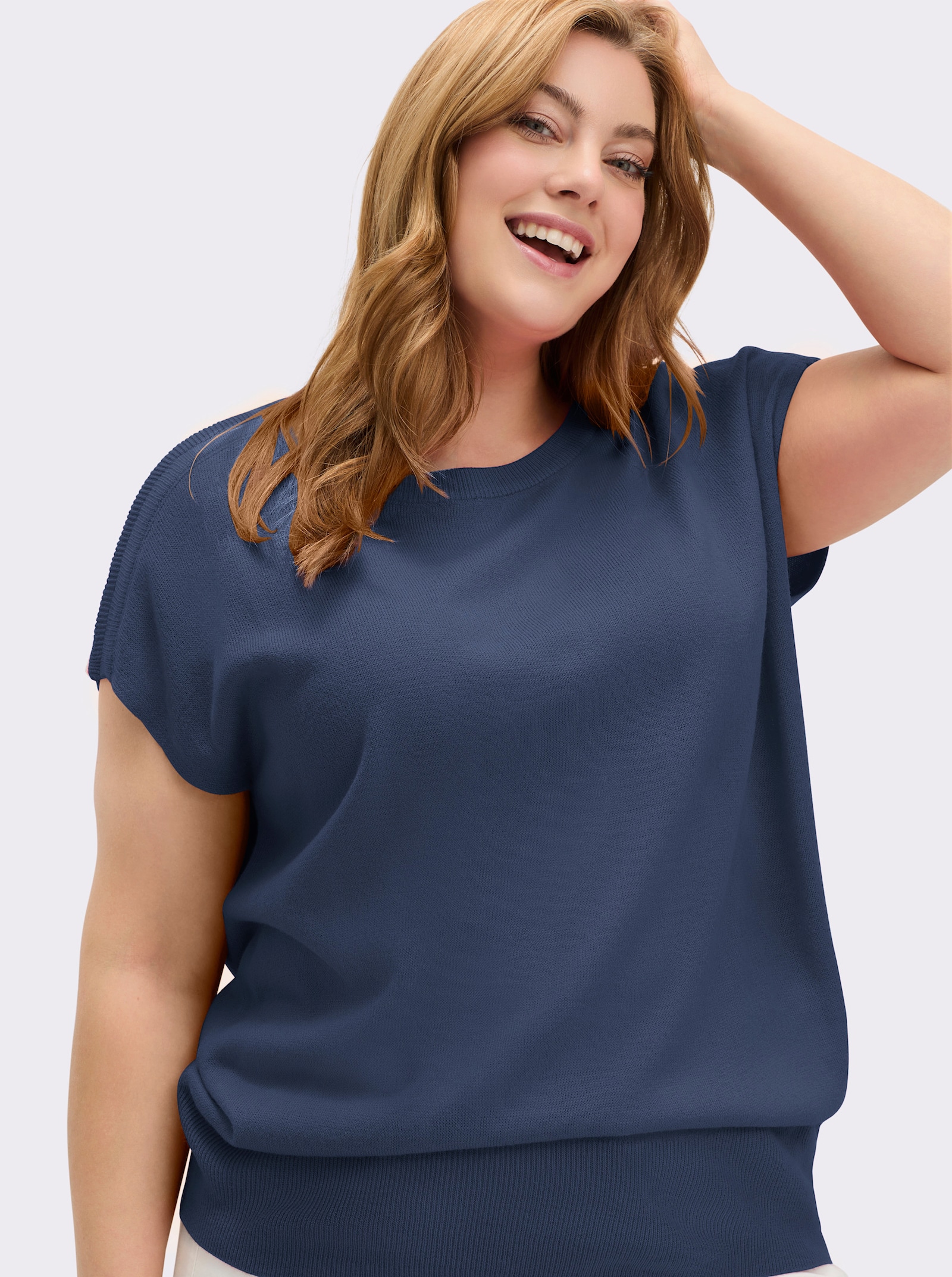 Pullunder mit U-Boot-Ausschnitt - jeansblau