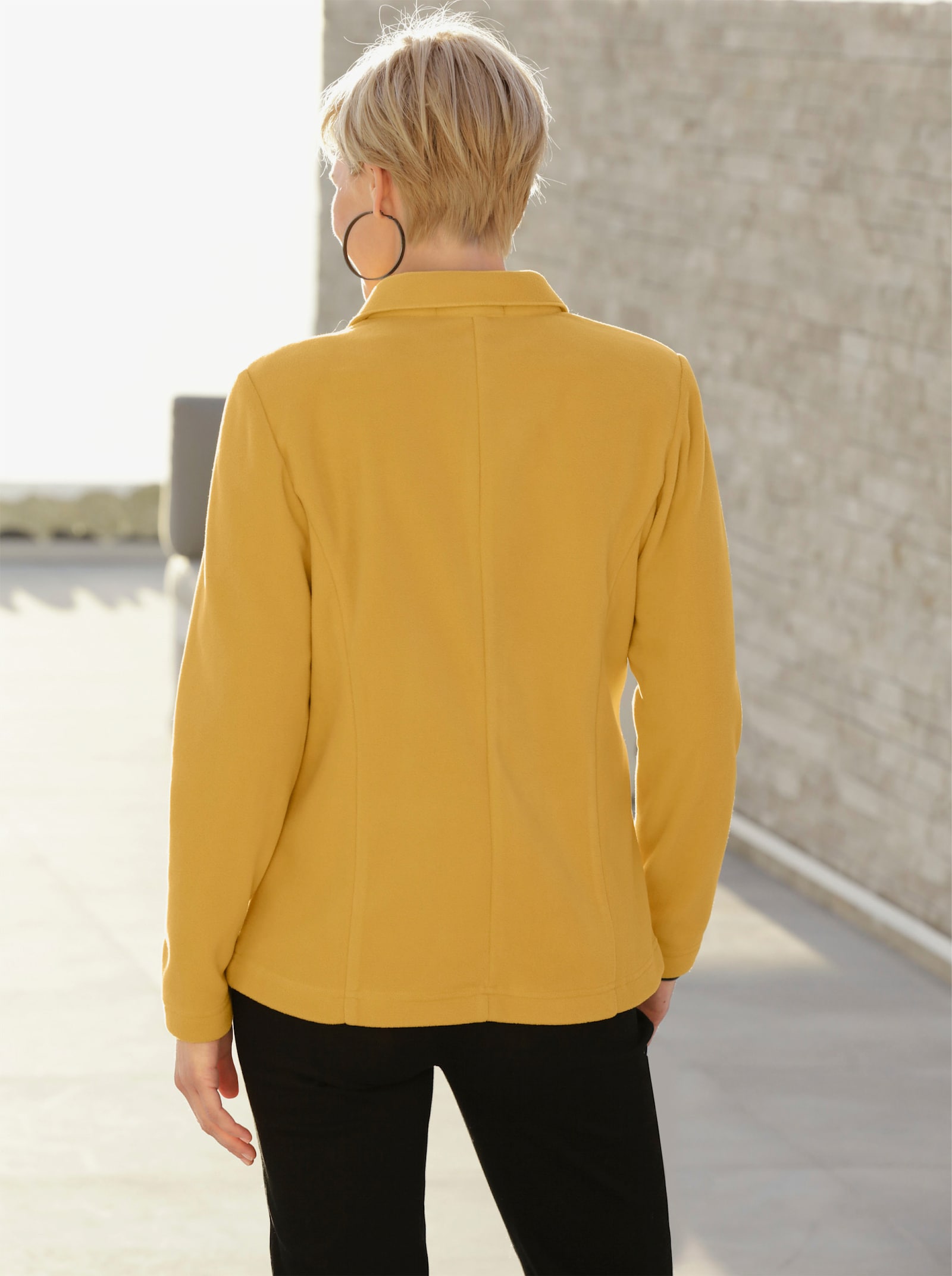 Fleecejacke in Blazer-Form - curry