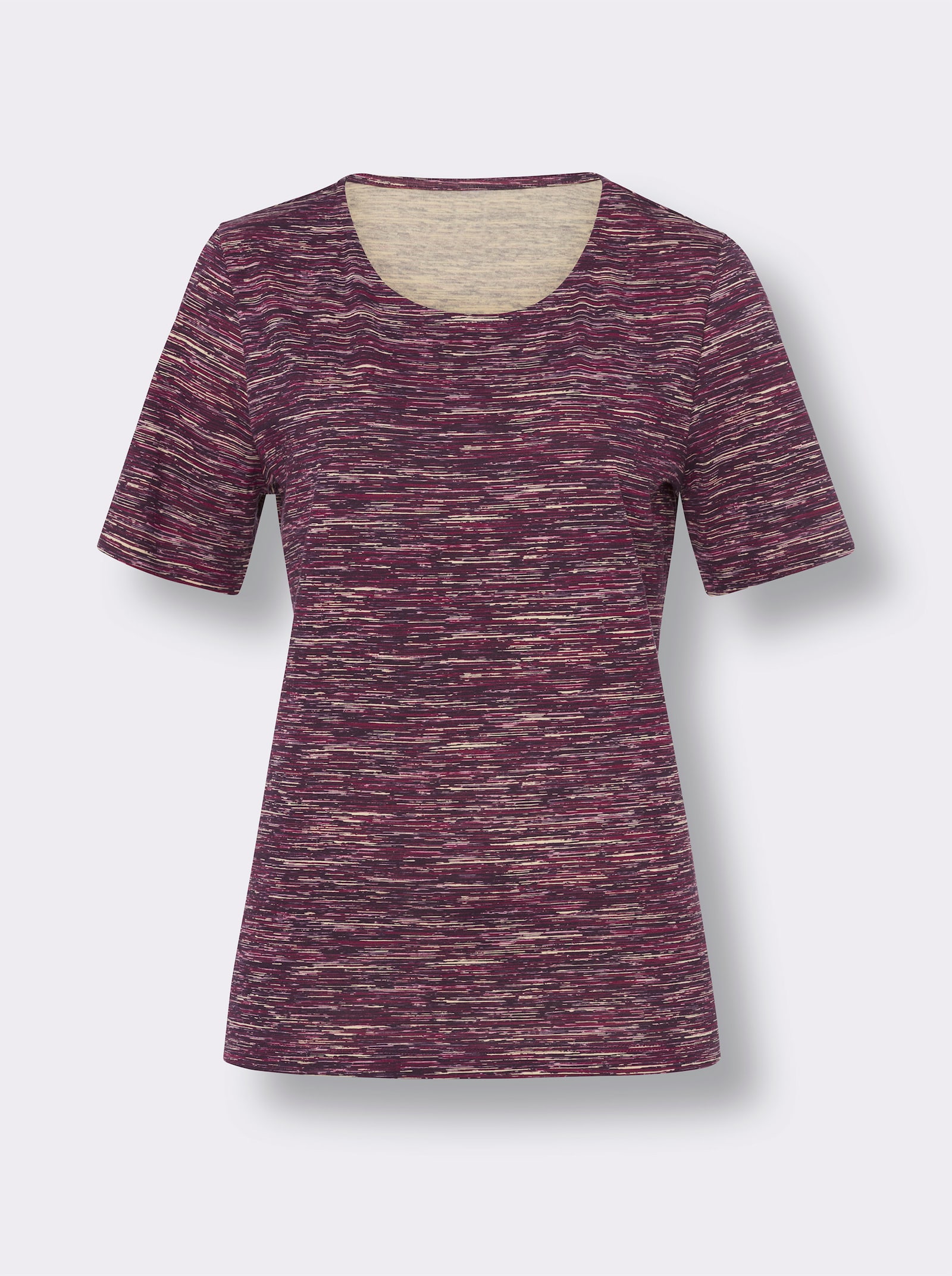 Shirt met ronde hals van puur katoen - malve/druif bedrukt