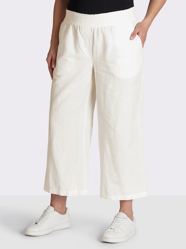 Culotte mit Leinen-Anteil - ecru