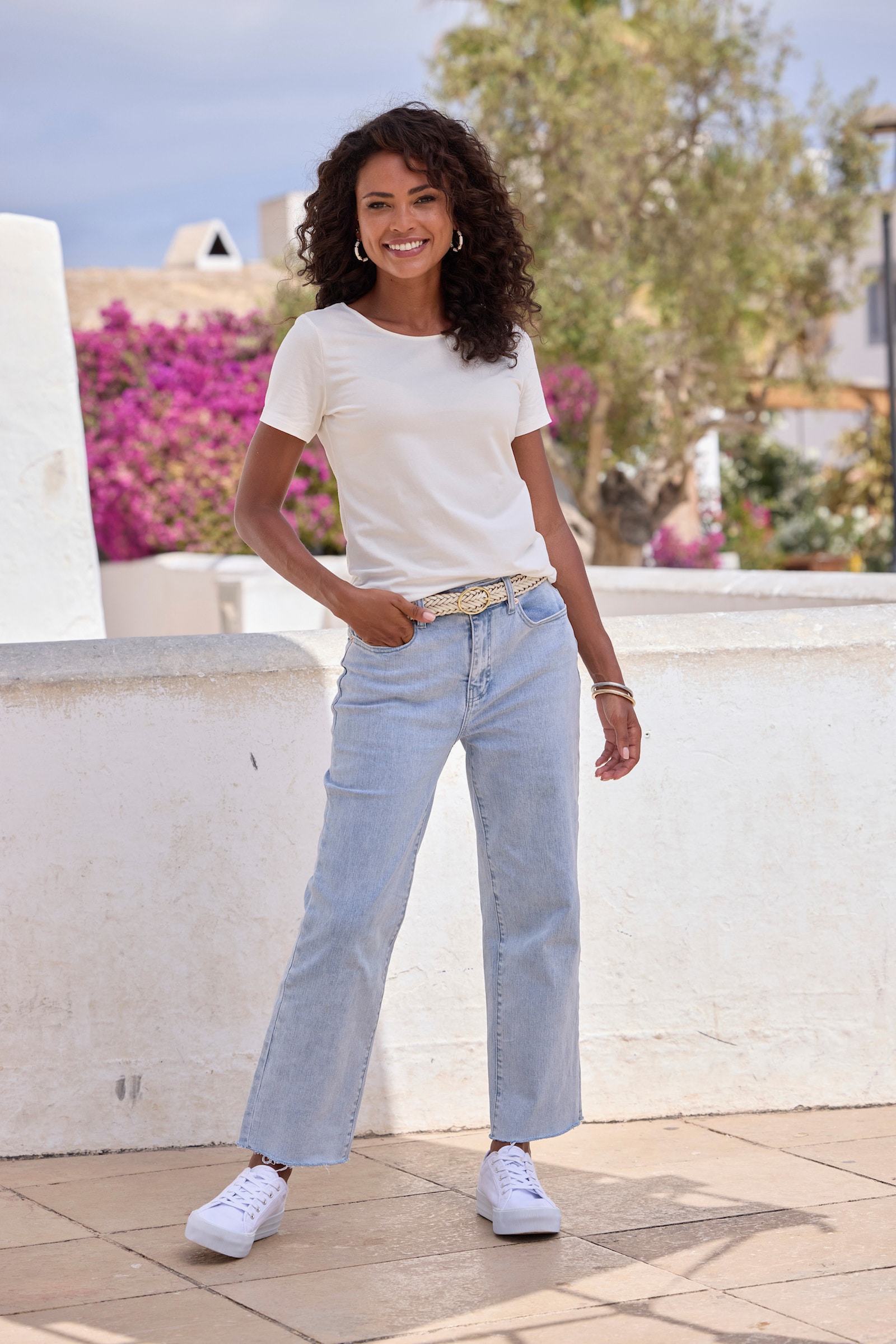 LASCANA T-Shirt - creme, schwarz