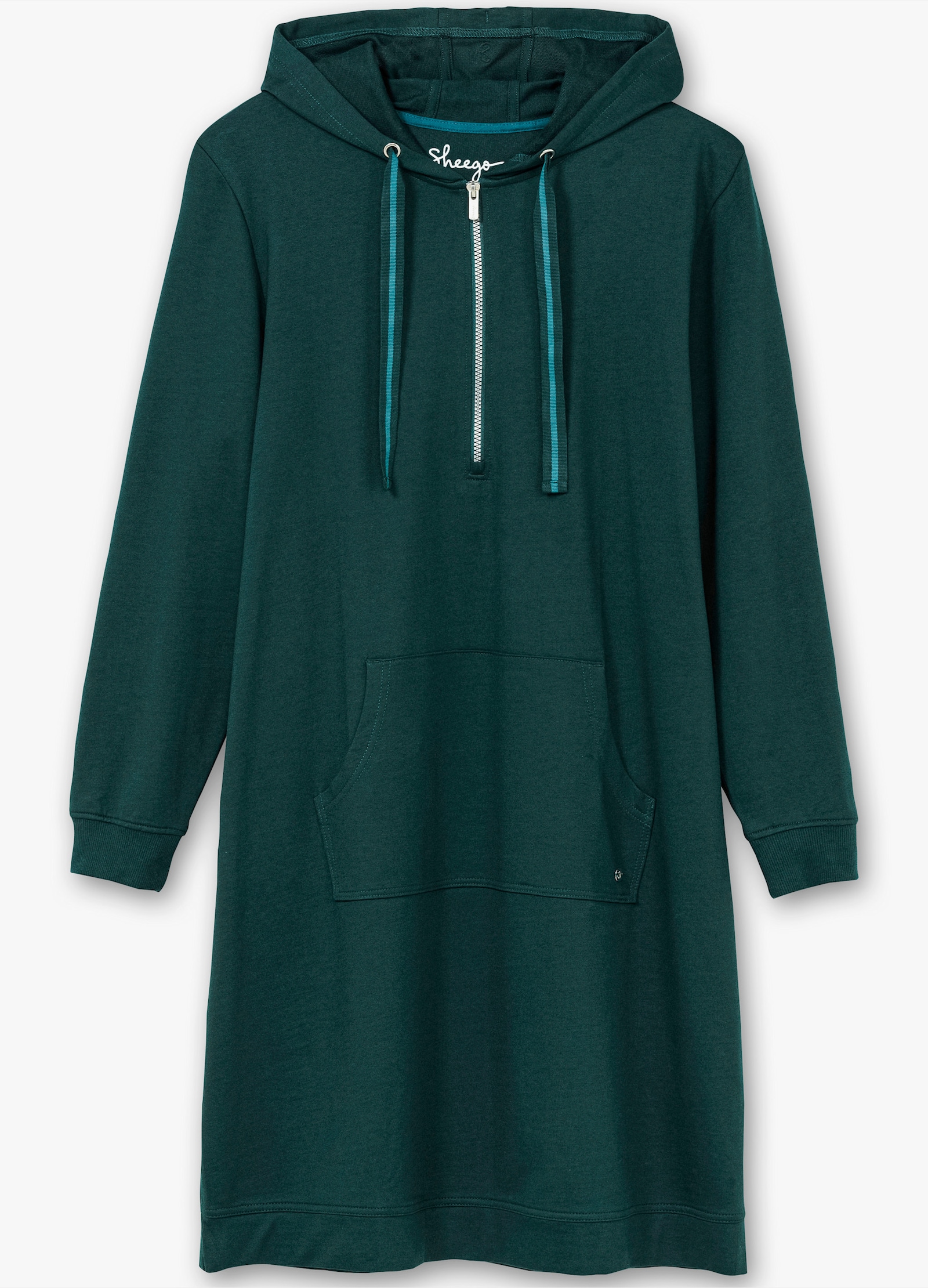 sheego Sweatkleid mit Kängurutasche, kniefrei - tiefgrün