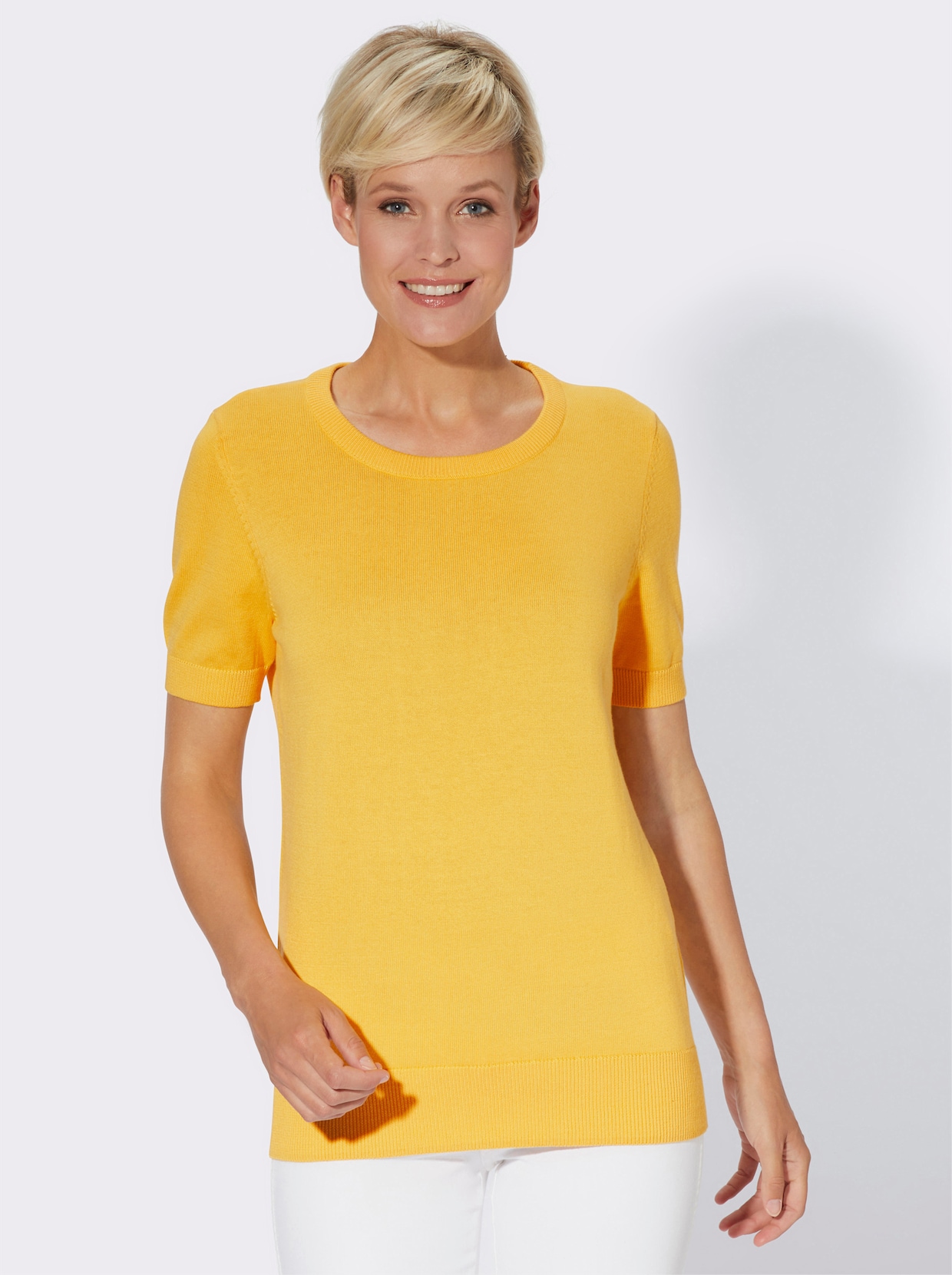 Pullover met korte mouwen - geel
