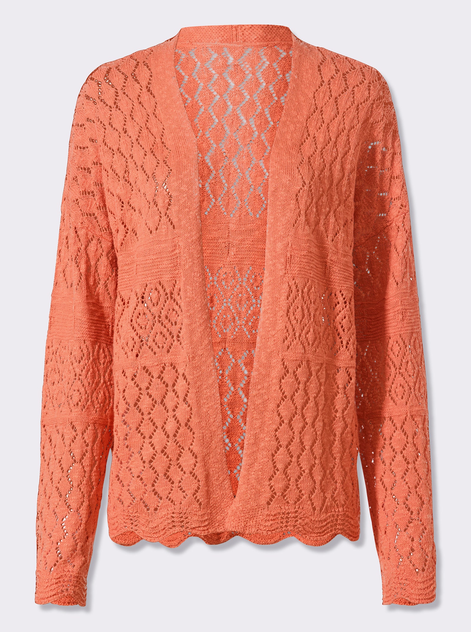 heine Ajourstrickjacke - papaya