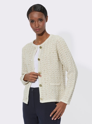 Strickjacke mit Woll-Anteil - champagner-lindgrün