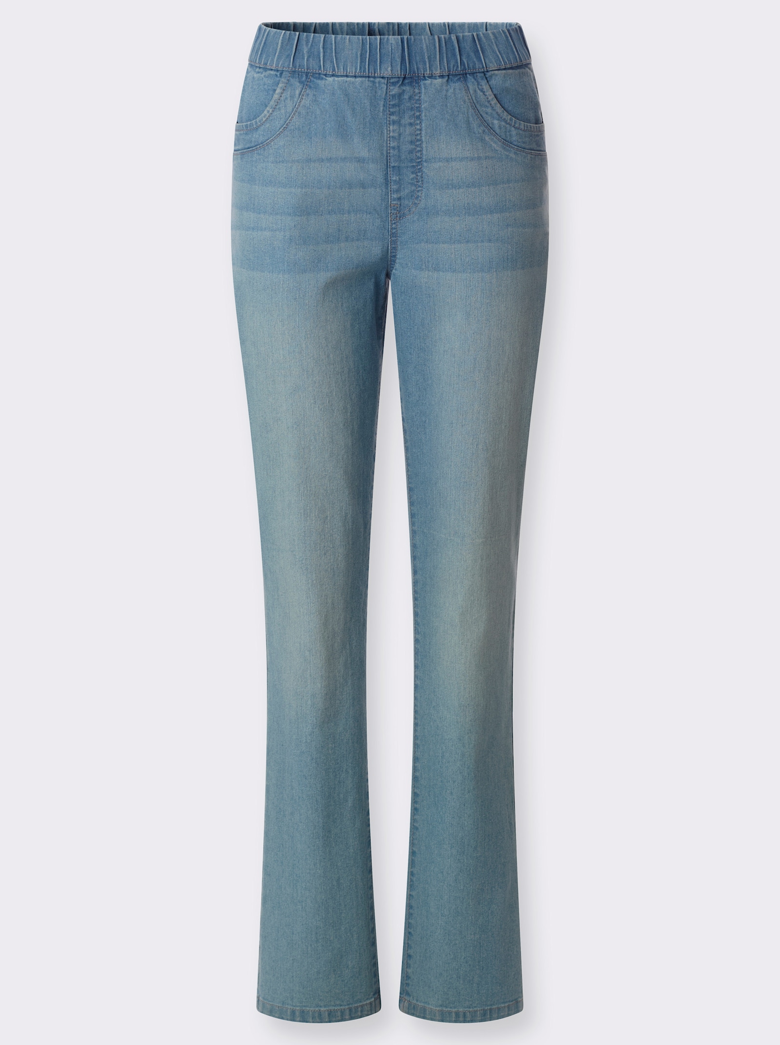 Schlupfjeans mit geradem Bein - blue-bleached