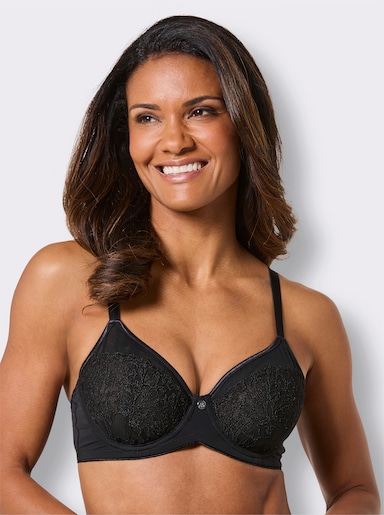 wäschepur Bügel-BH mit floraler Spitze - schwarz