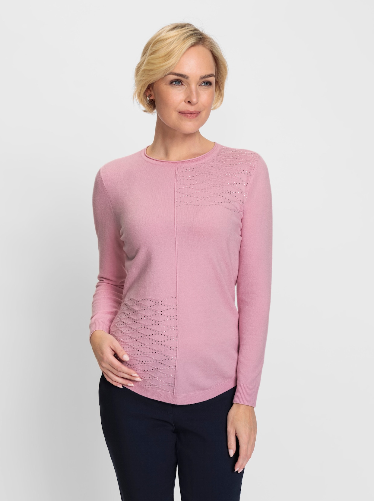 Langarm-Pullover - rosé