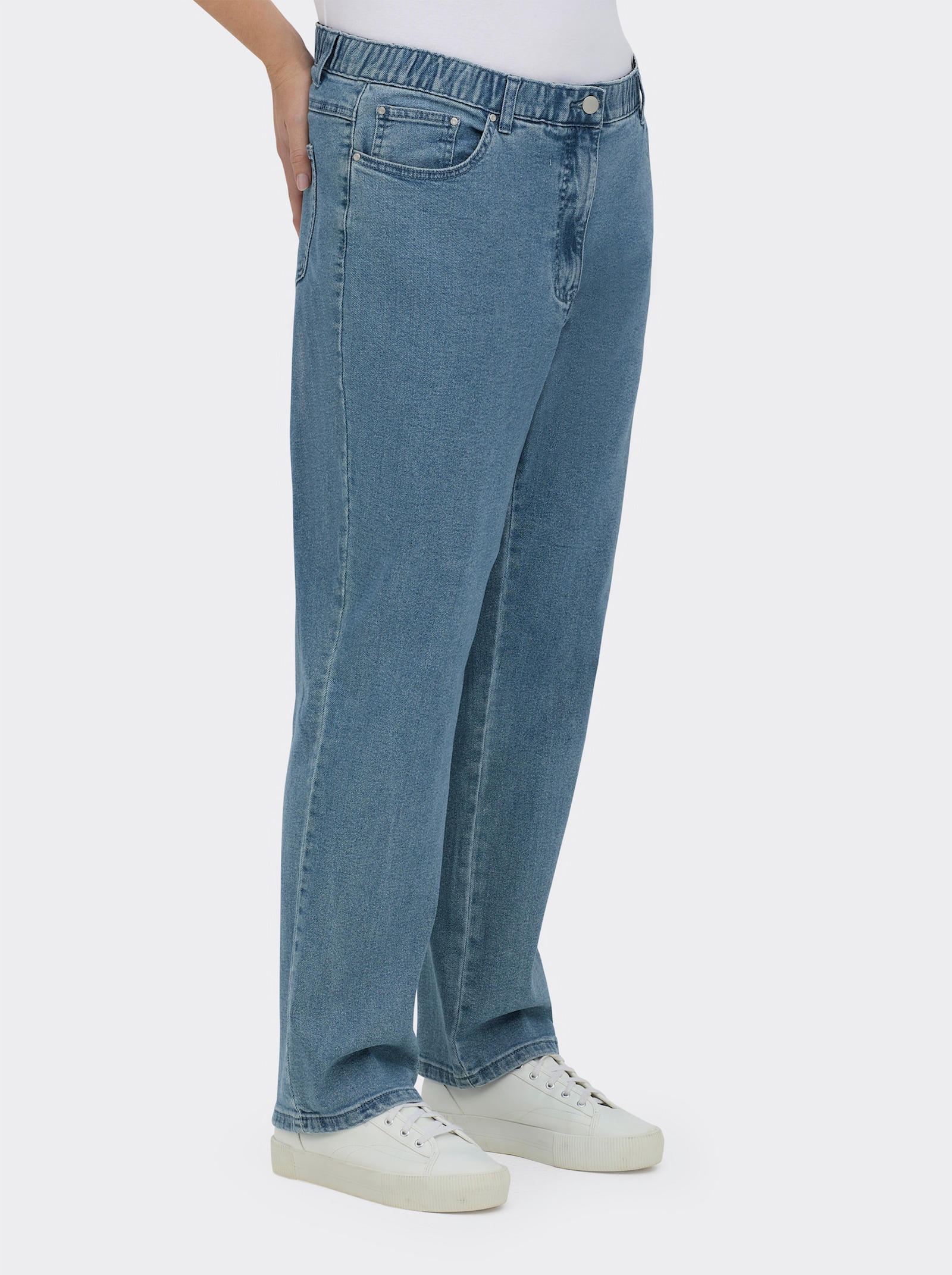 5-Pocket-Jeans mit innenliegendem Dehnbund - blue-bleached