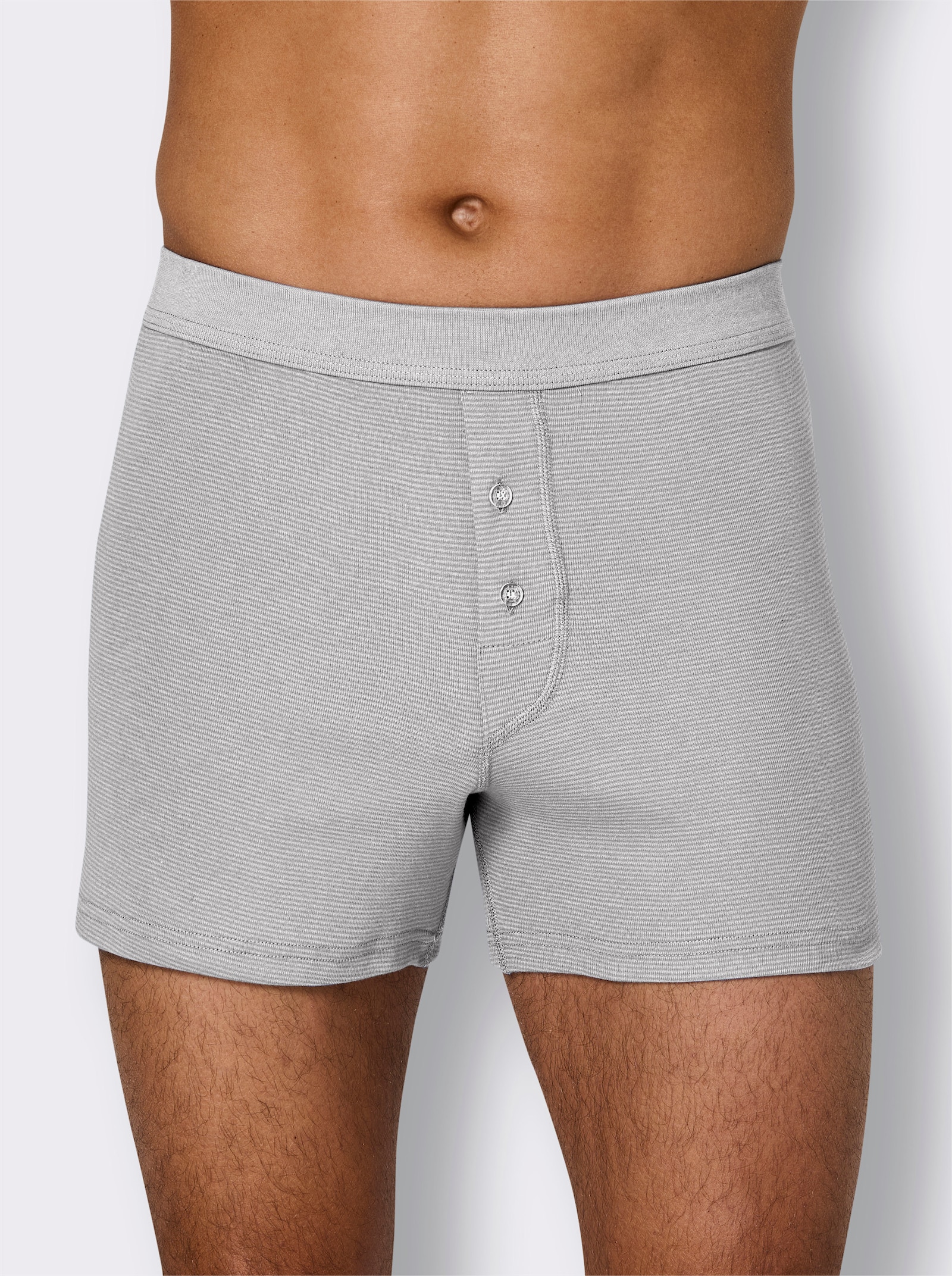 wäschepur men Boxershorts - hellgrau-geringelt
