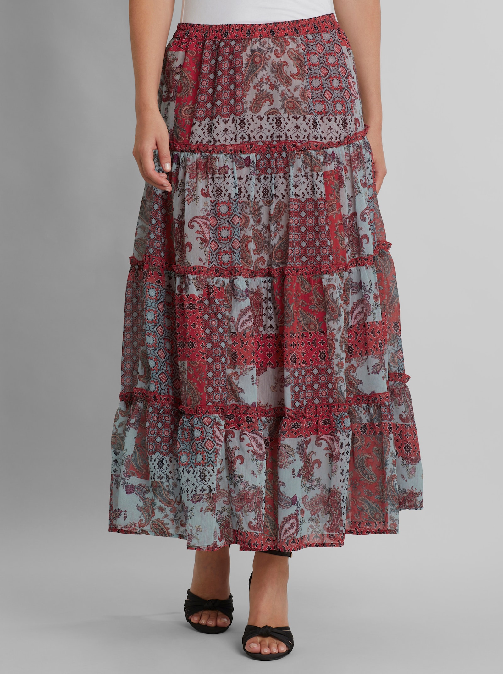 heine Schlupfrock aus Crinkle-Chiffon - jade-erdbeere-bedruckt