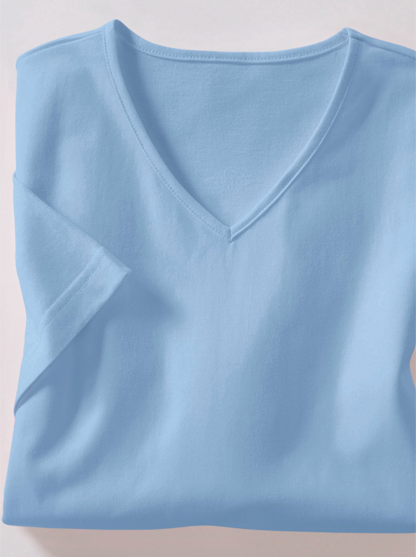 Kurzarmshirt mit V-Ausschnitt - bleu