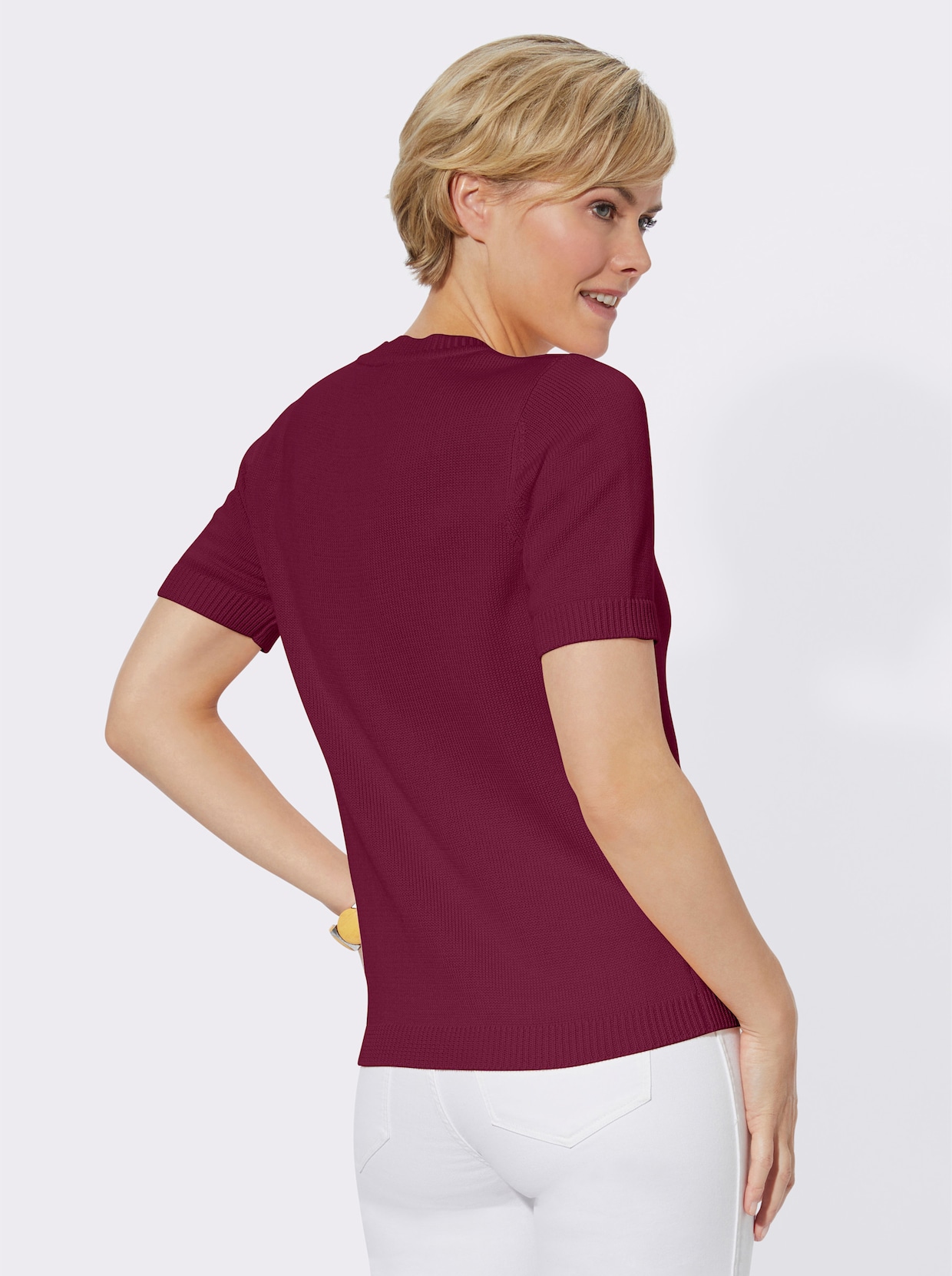 Kurzarmpullover - fuchsia
