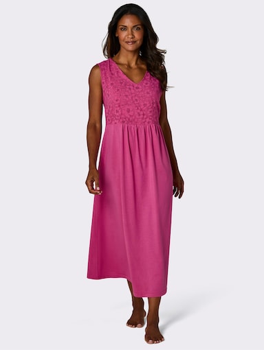 Ascafa Nachthemd mit Ausbrenner-Spitze - fuchsia