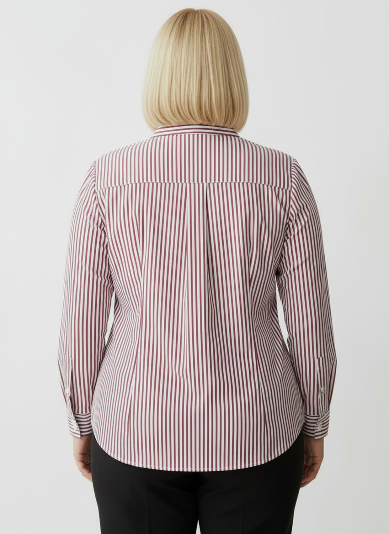 Gestreifte Bluse mit längenregulierbaren Ärmeln - rot-ecru-gestreift