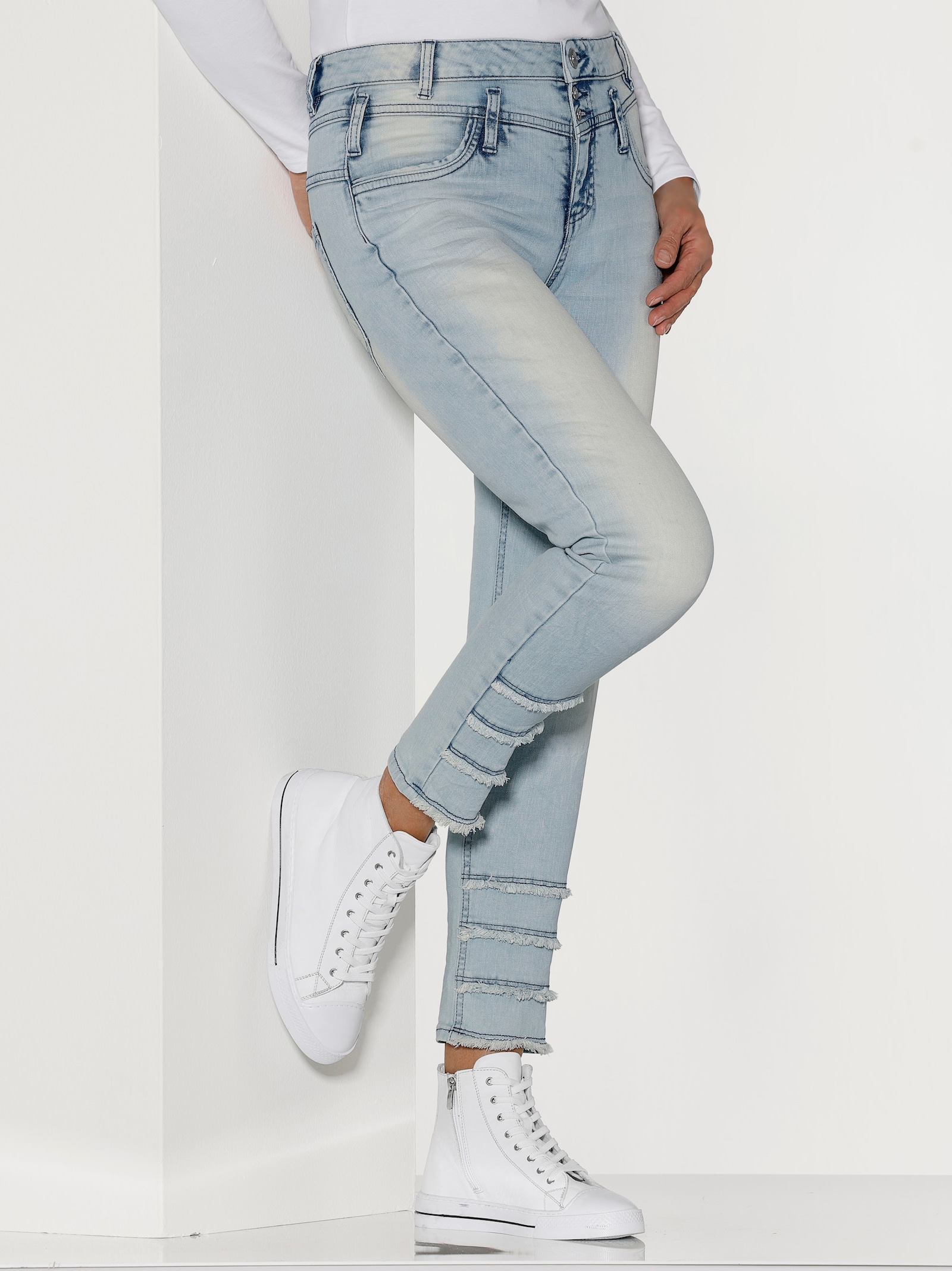 heine Jeans à franges - bleu blanchi